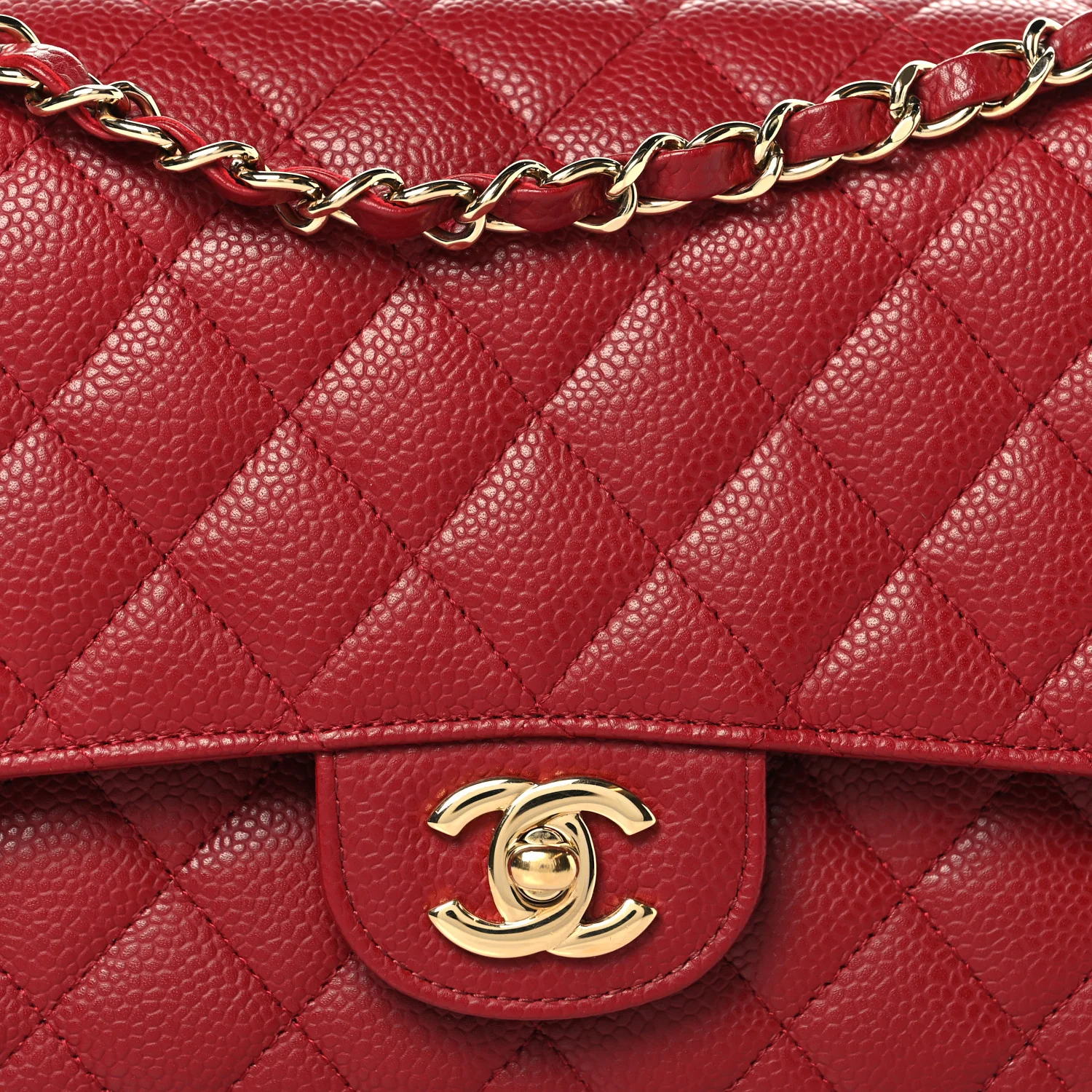 Caviar Quilted Medium Double Flap Red - Image 8