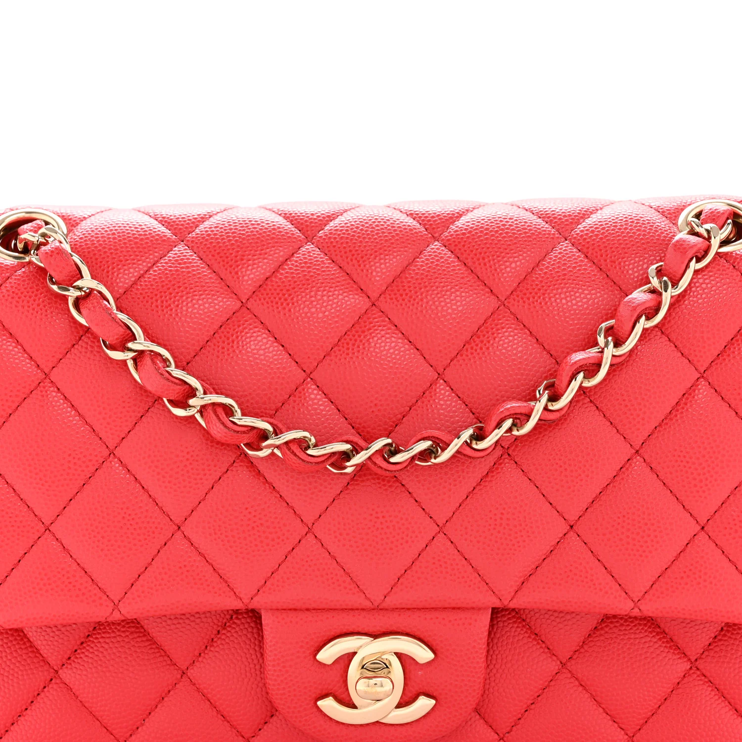 Caviar Quilted Medium Double Flap Red - Image 7