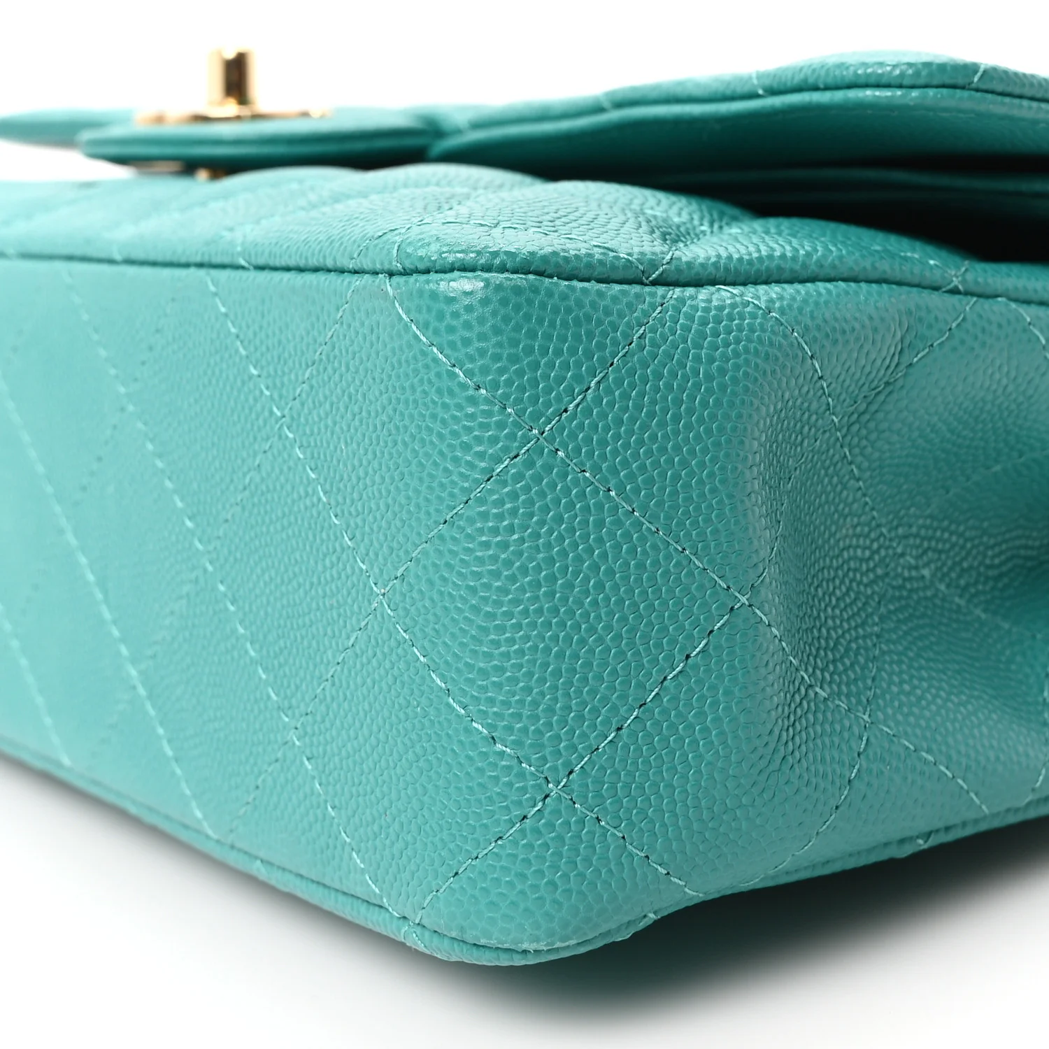 Caviar Quilted Medium Double Flap Turquoise - Image 10