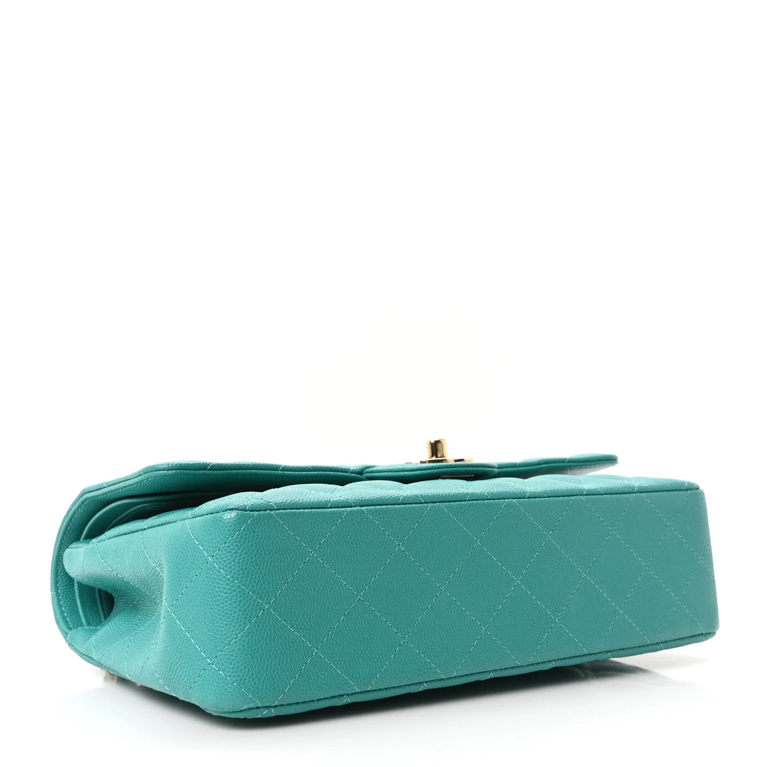 Caviar Quilted Medium Double Flap Turquoise - Image 4