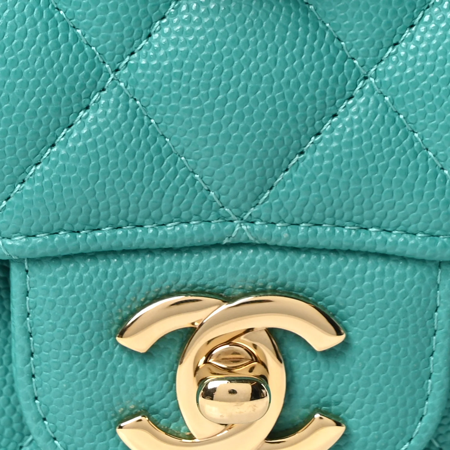 Caviar Quilted Medium Double Flap Turquoise - Image 8