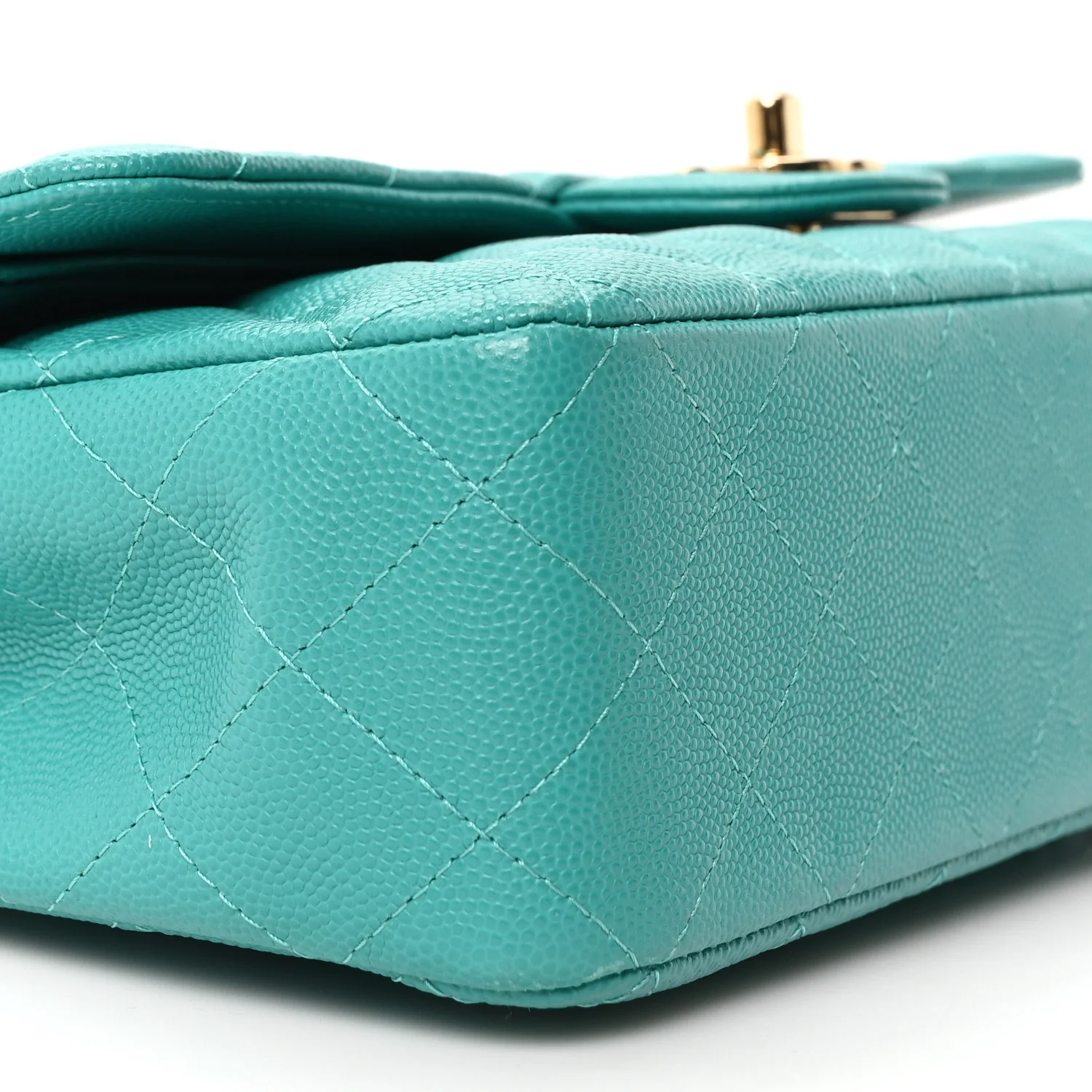 Caviar Quilted Medium Double Flap Turquoise - Image 9