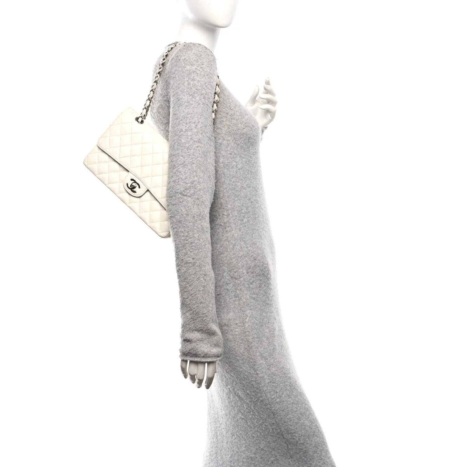 Caviar Quilted Medium Double Flap White - Image 2