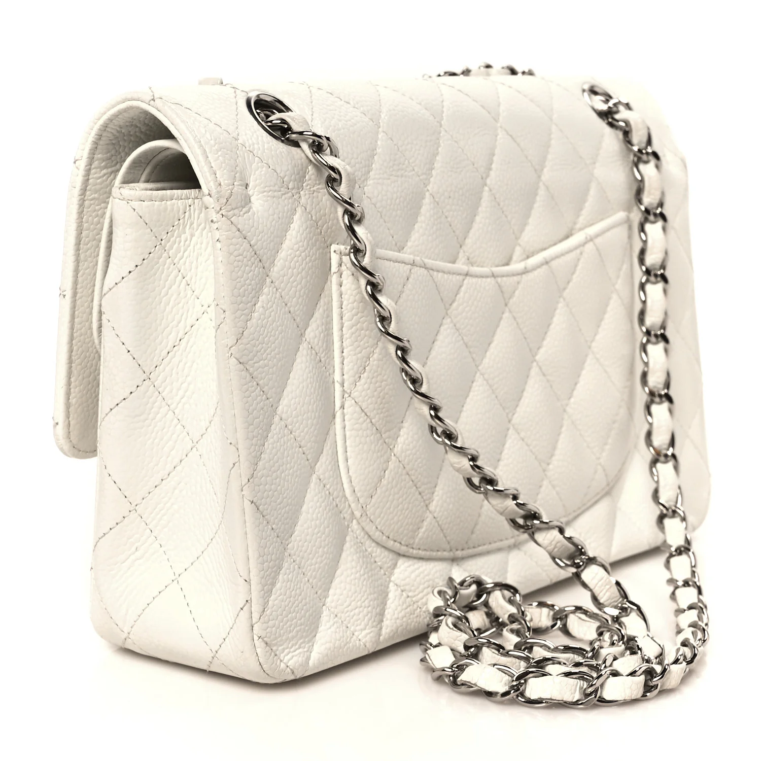 Caviar Quilted Medium Double Flap White - Image 3