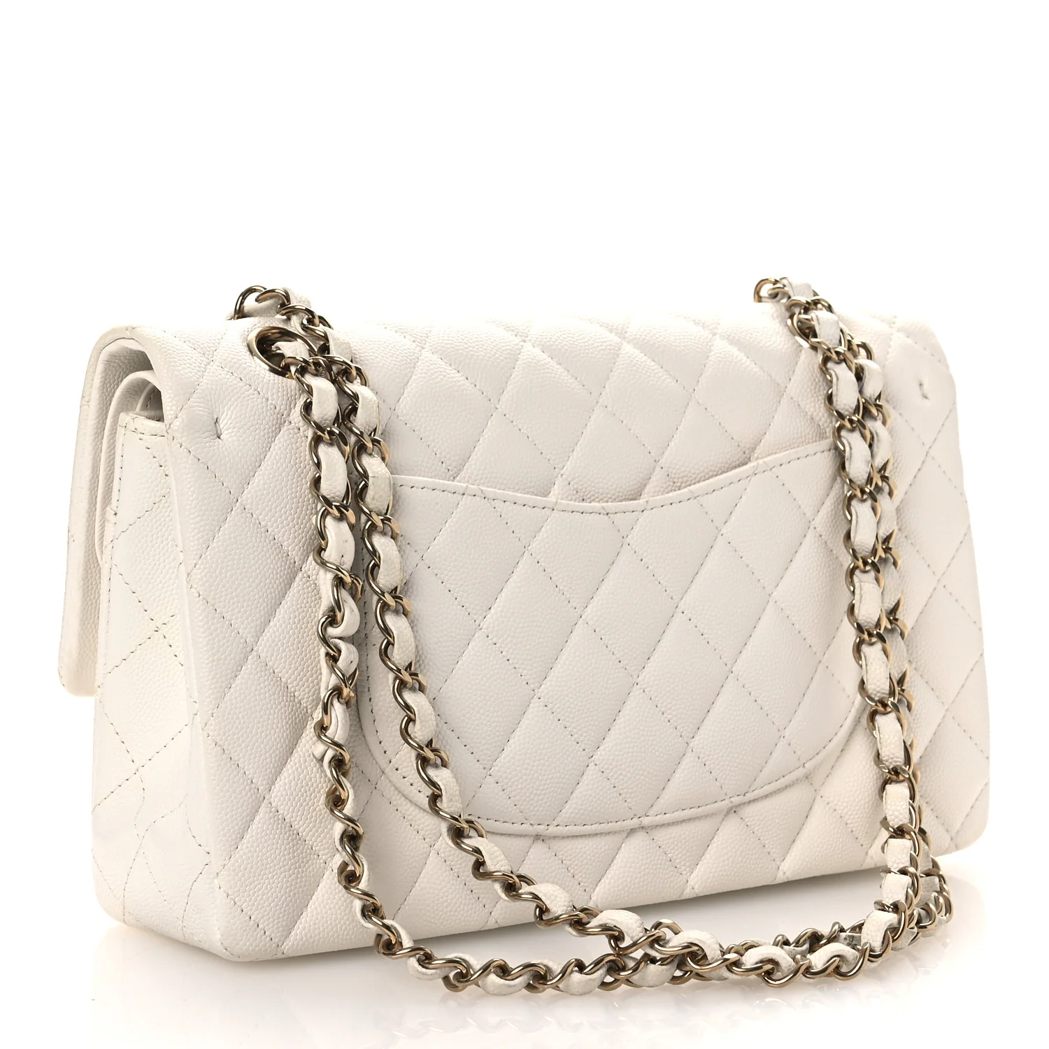 Caviar Quilted Medium Double Flap White - Image 3