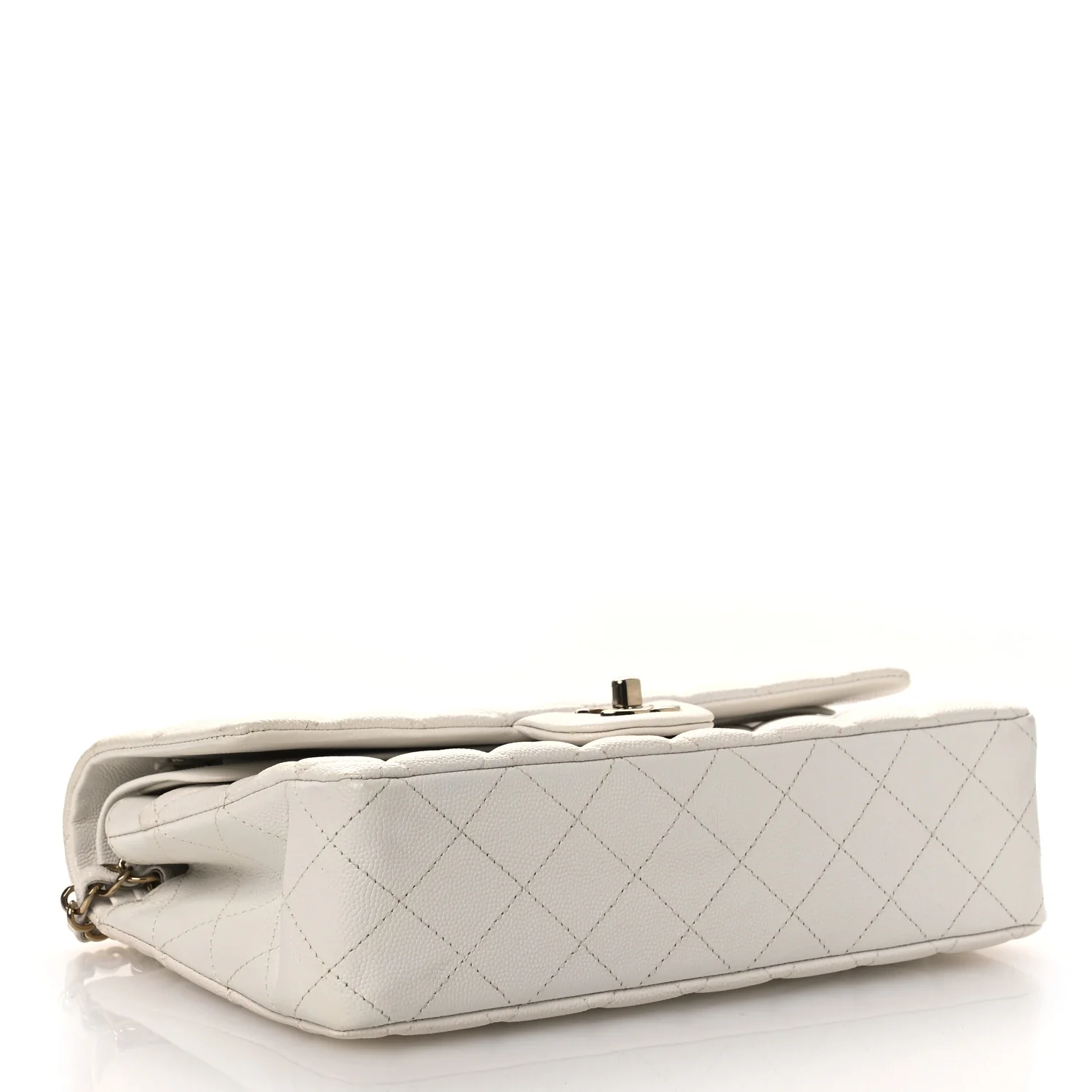 Caviar Quilted Medium Double Flap White - Image 4