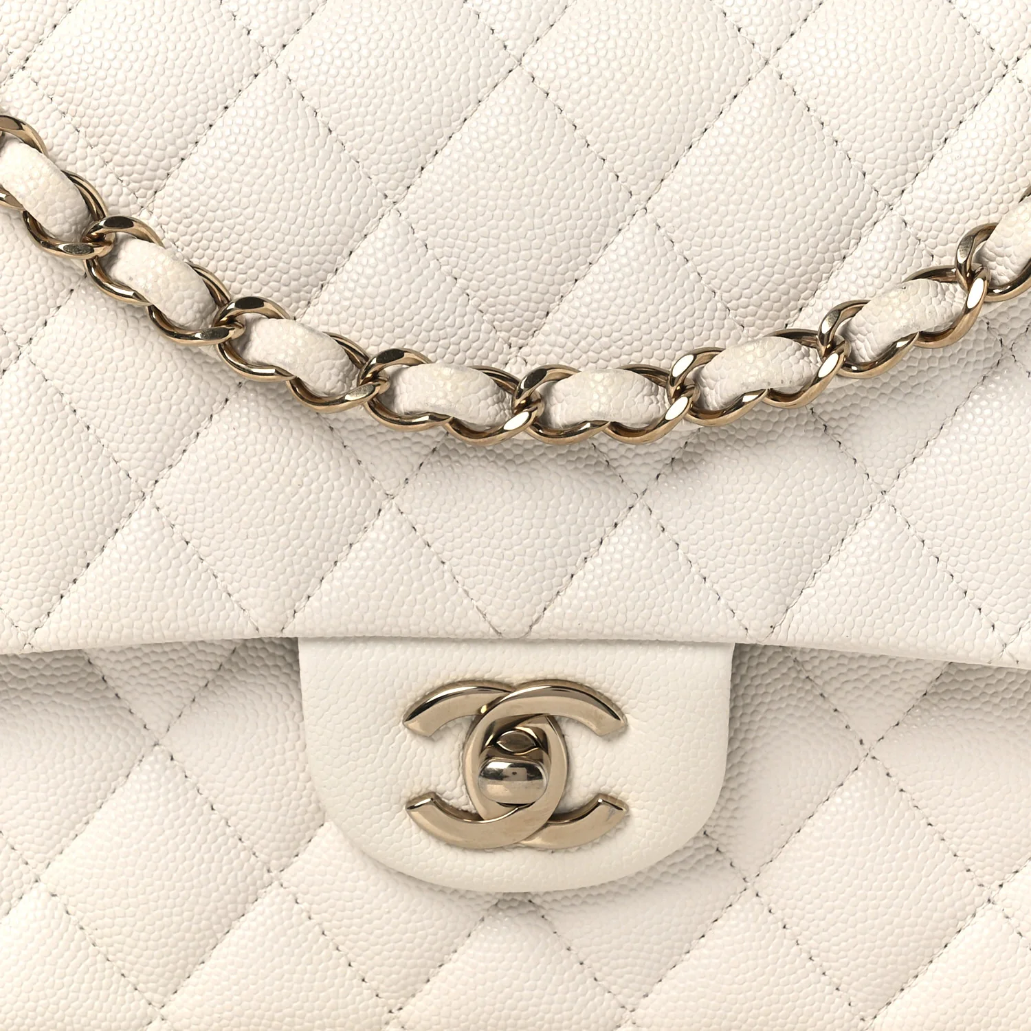 Caviar Quilted Medium Double Flap White - Image 8