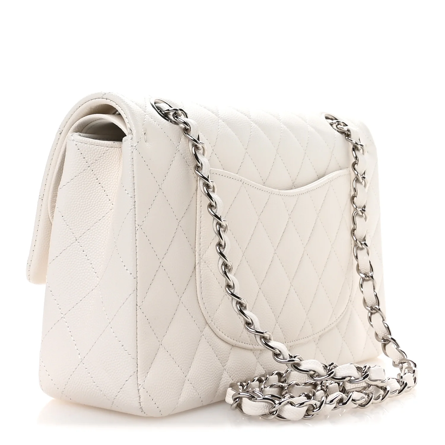 Caviar Quilted Medium Double Flap White - Image 3