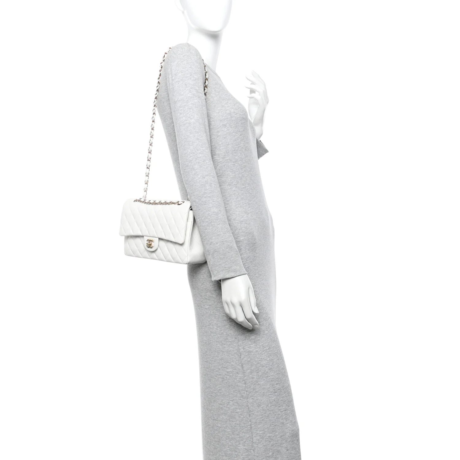 Caviar Quilted Medium Double Flap White - Image 2