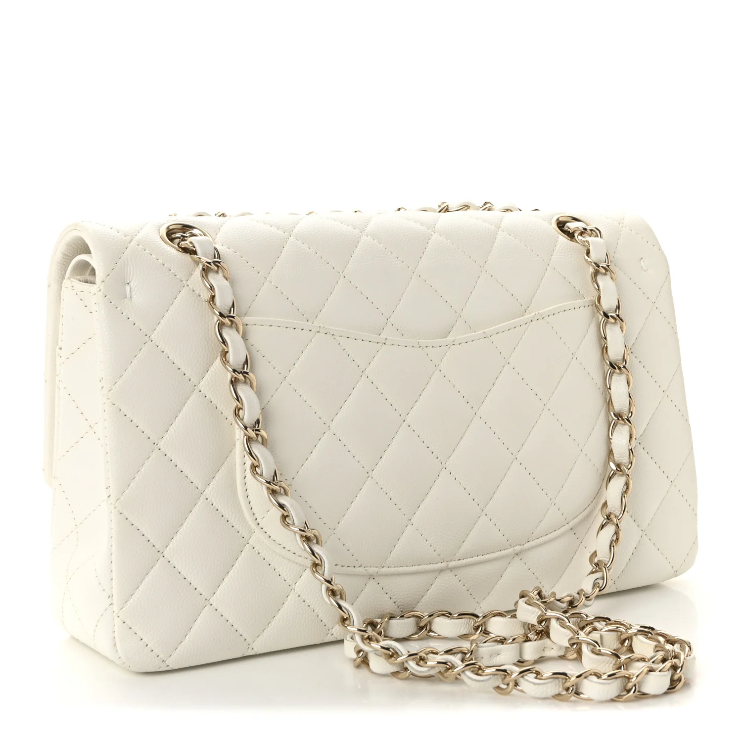 Caviar Quilted Medium Double Flap White - Image 3