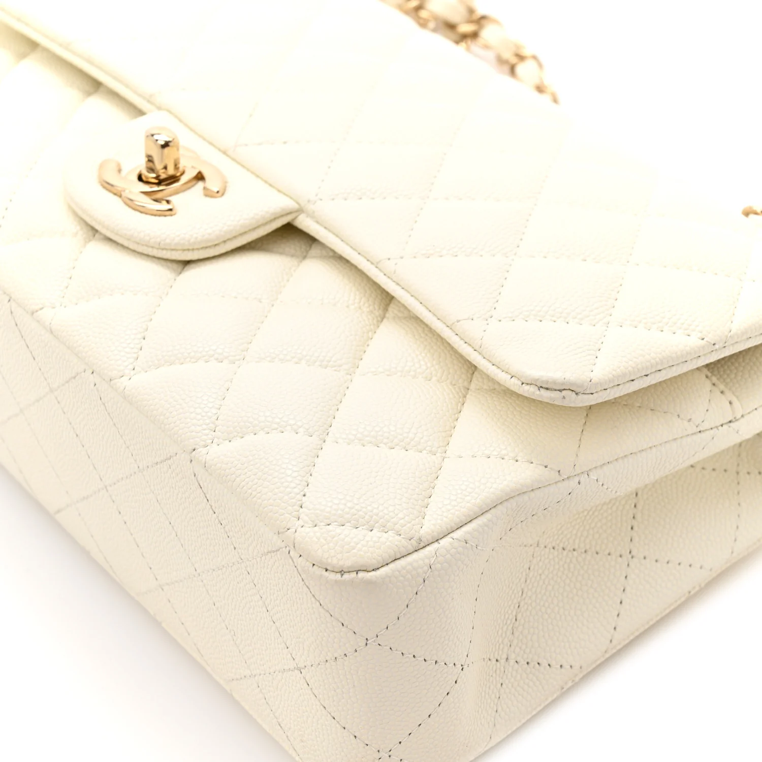 Caviar Quilted Medium Double Flap White - Image 12