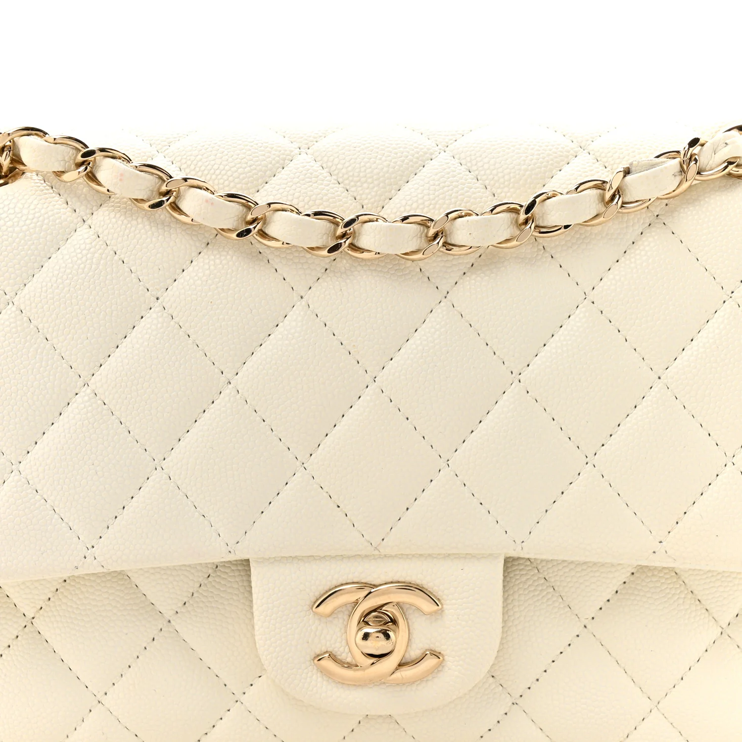 Caviar Quilted Medium Double Flap White - Image 8
