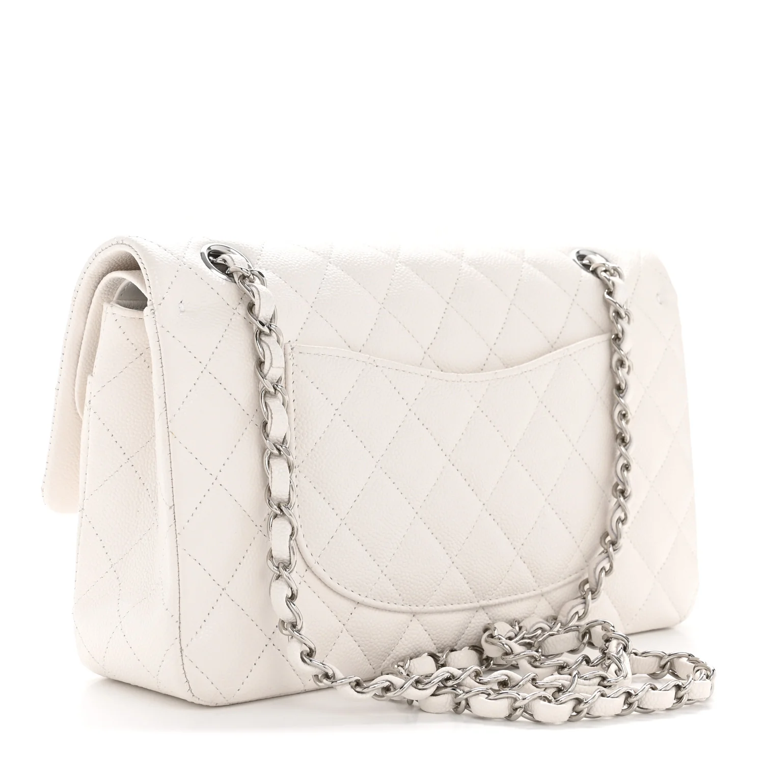 Caviar Quilted Medium Double Flap White - Image 3