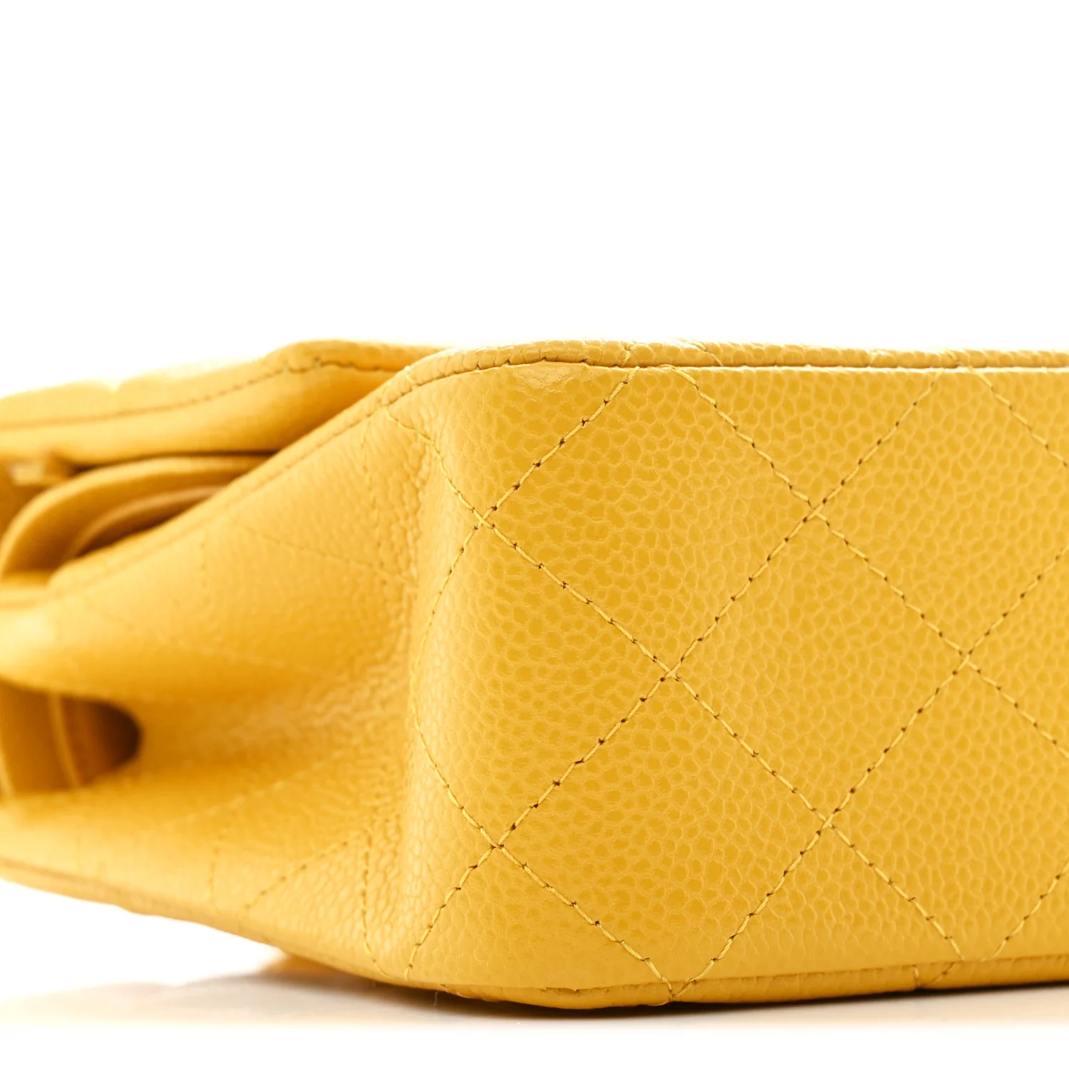 Caviar Quilted Medium Double Flap Yellow - Image 16