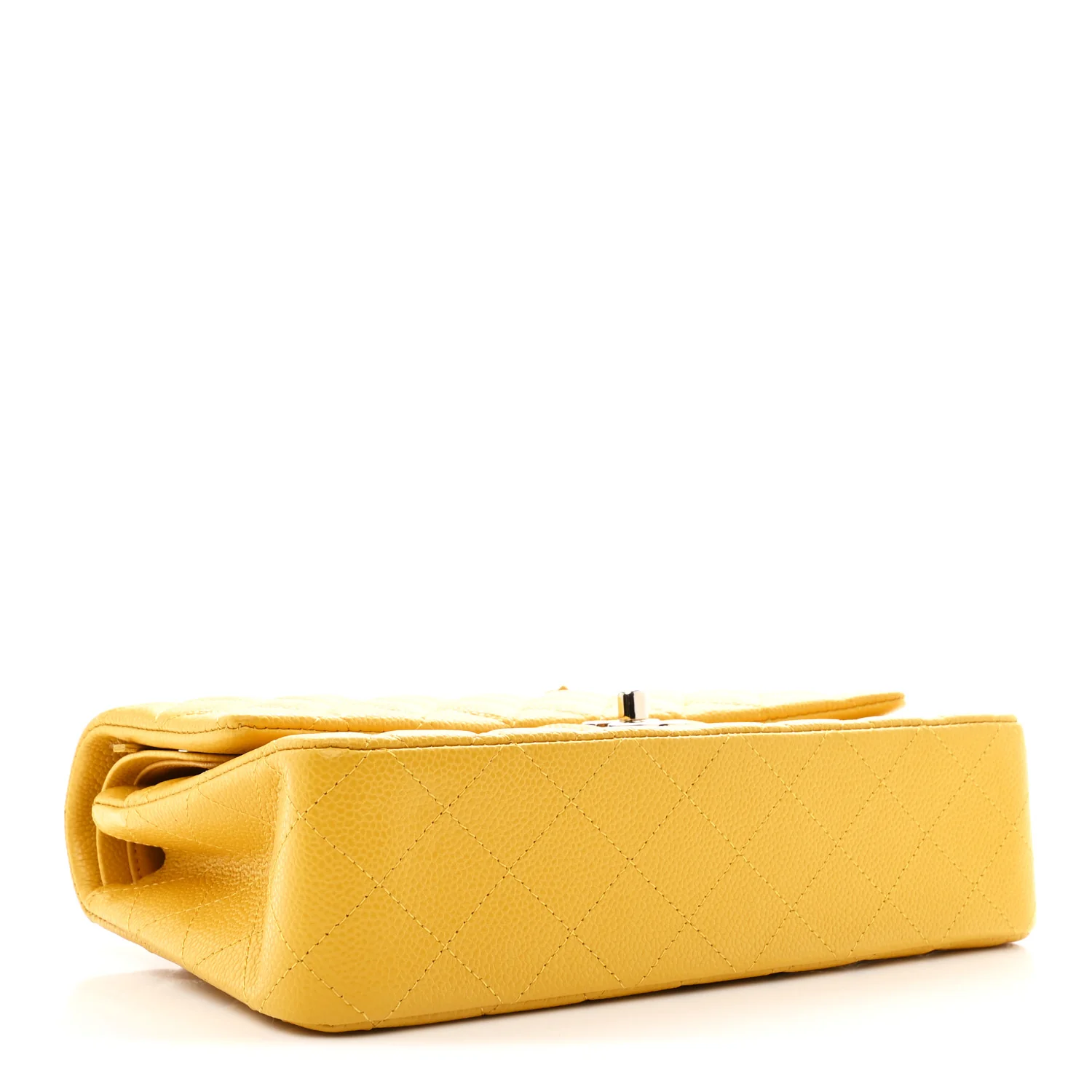 Caviar Quilted Medium Double Flap Yellow - Image 7