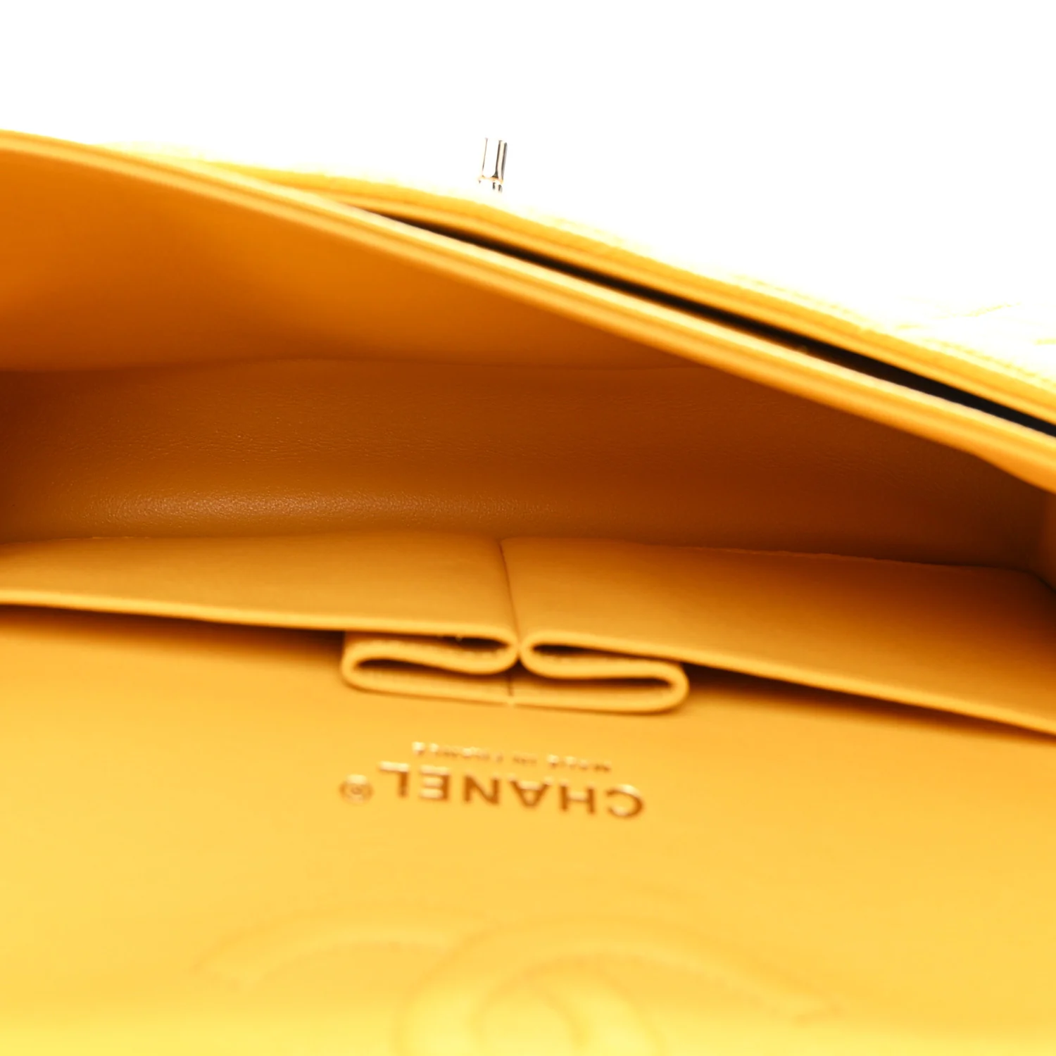 Caviar Quilted Medium Double Flap Yellow - Image 9