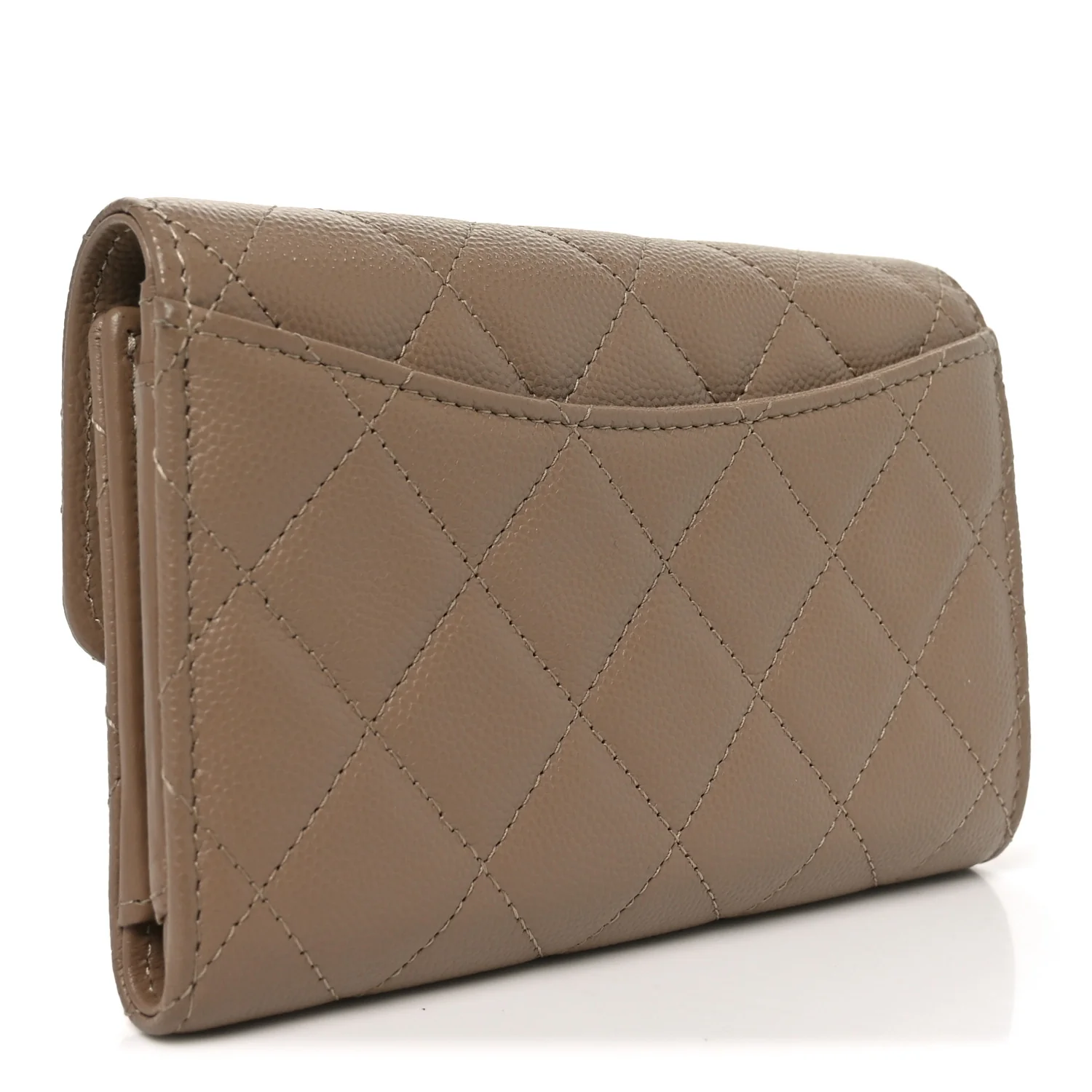 Caviar Quilted Medium Flap Wallet Beige - Image 3