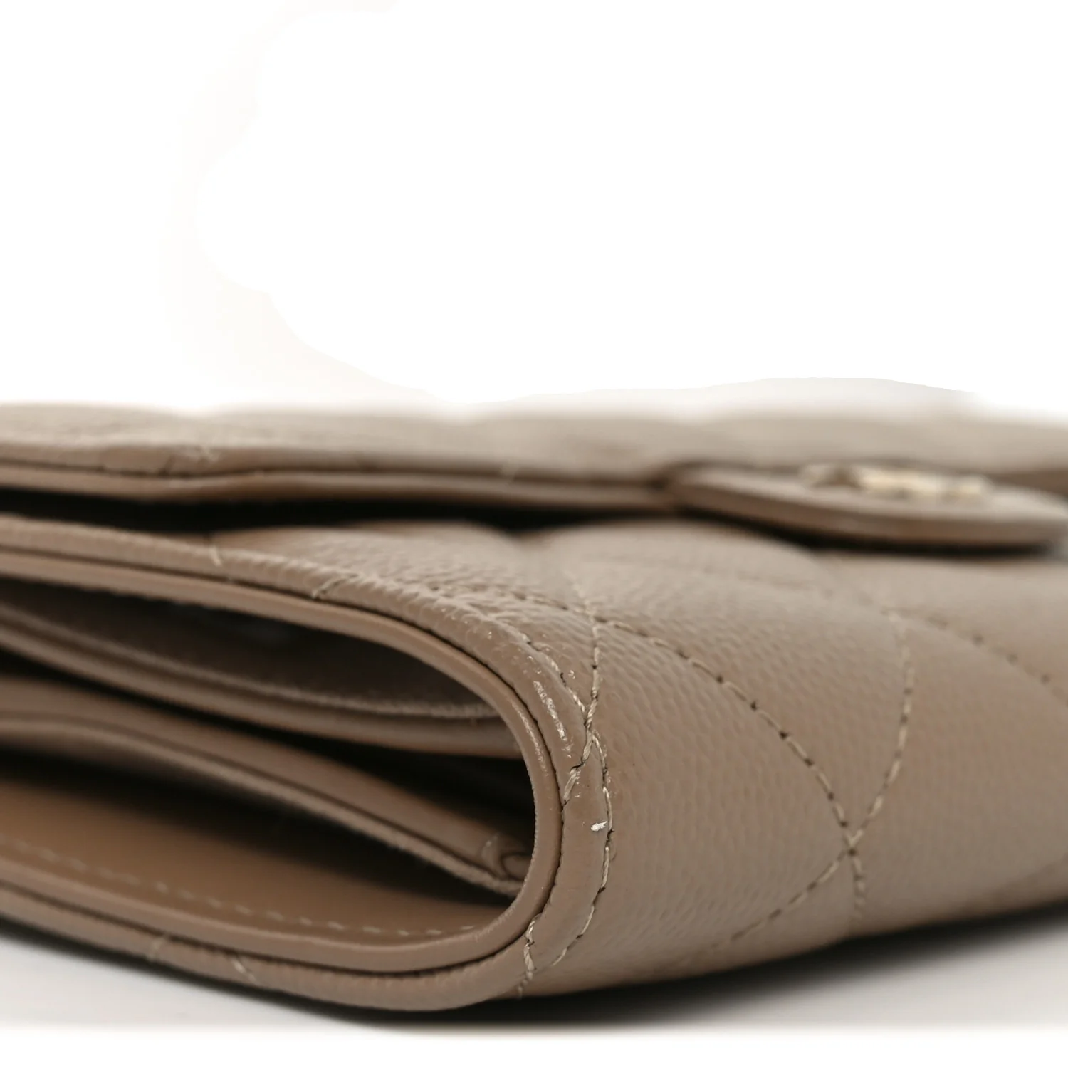 Caviar Quilted Medium Flap Wallet Beige - Image 9