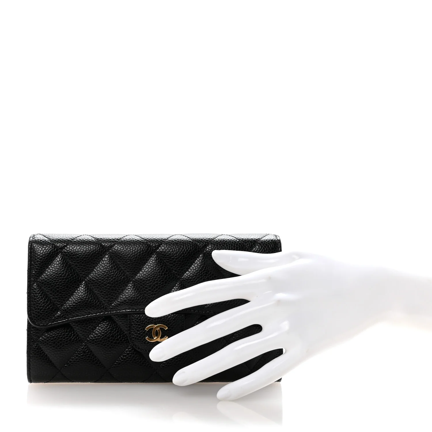 Caviar Quilted Medium Flap Wallet Black - Image 2