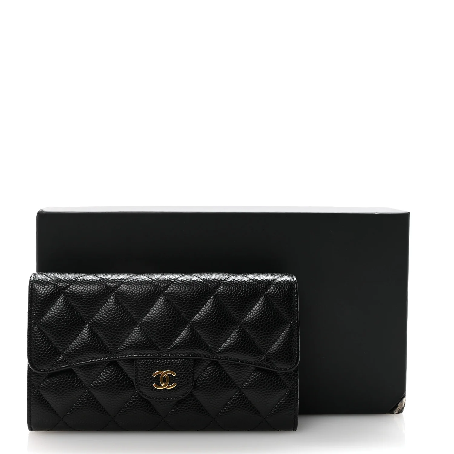 Caviar Quilted Medium Flap Wallet Black - Image 9