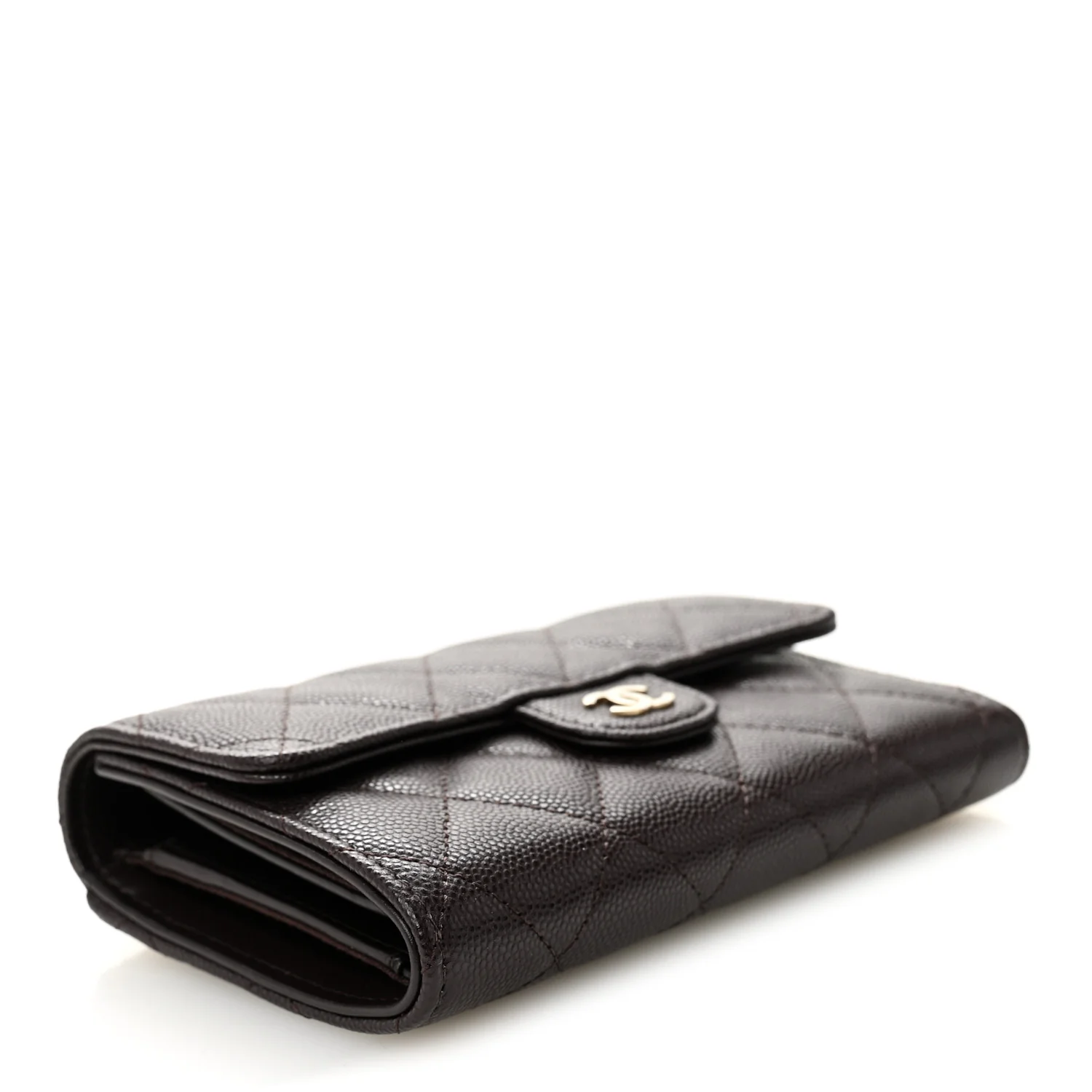 Caviar Quilted Medium Flap Wallet Dark Purple - Image 4