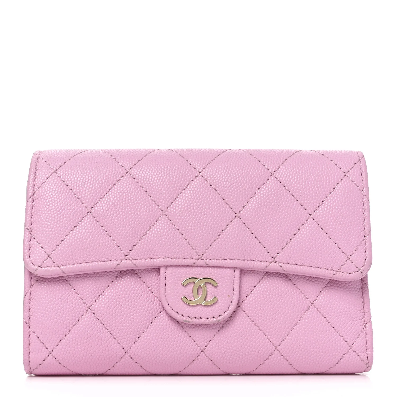Caviar Quilted Medium Flap Wallet  Lilac