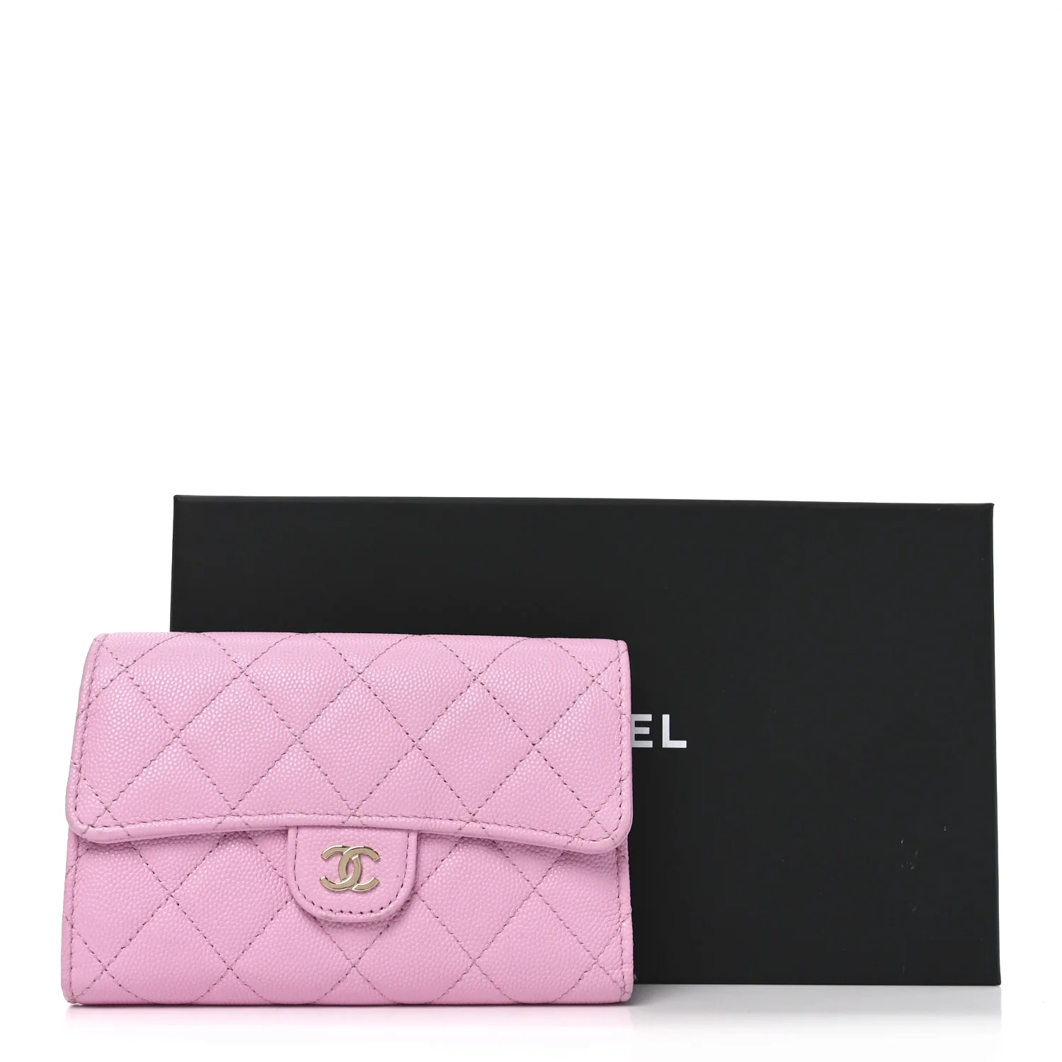Caviar Quilted Medium Flap Wallet  Lilac - Image 8