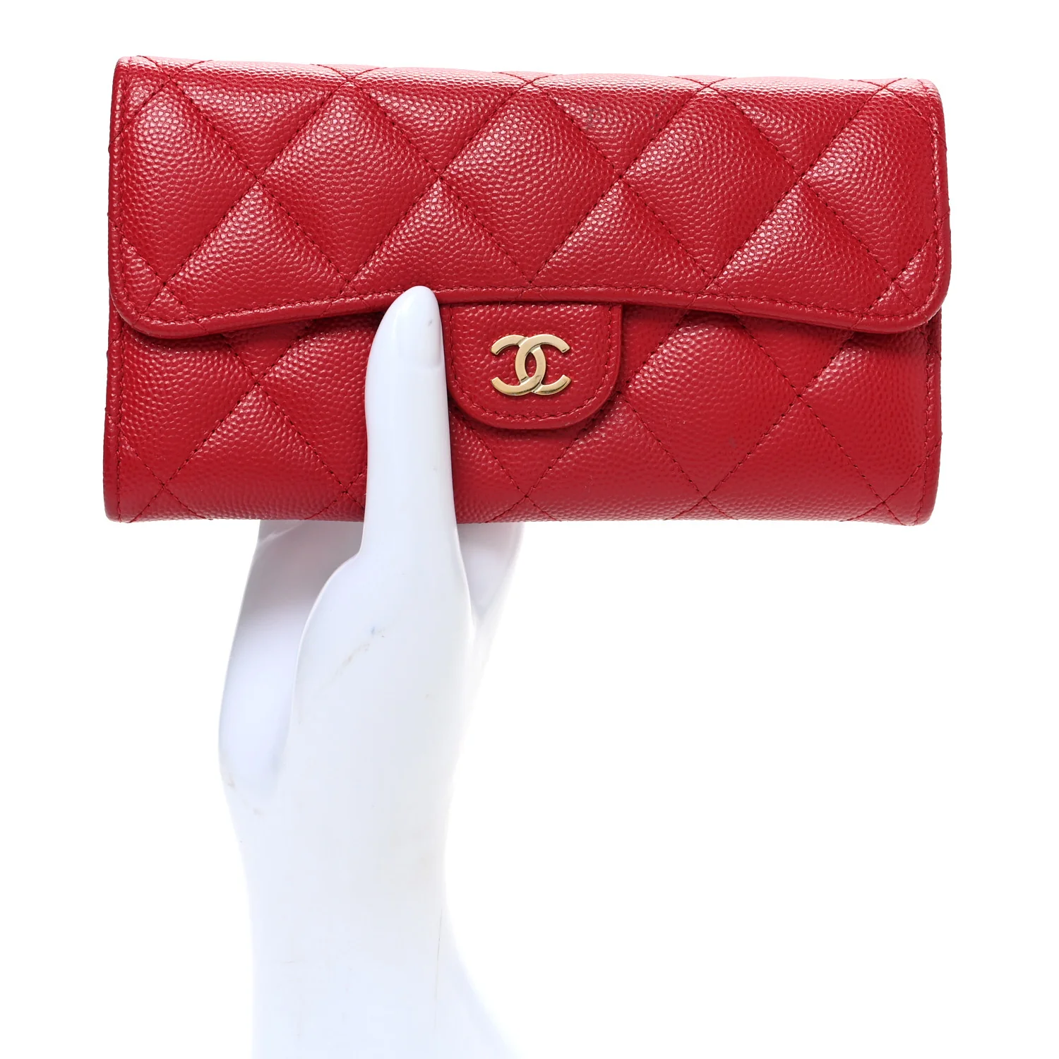 Caviar Quilted Medium Flap Wallet Red - Image 2