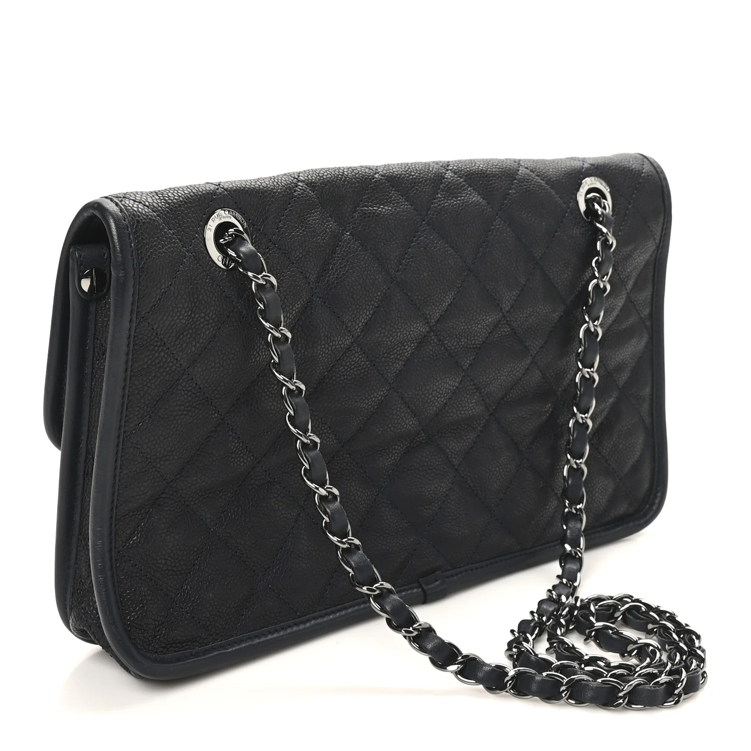 Caviar Quilted Medium French Riviera Flap Dark Navy Blue - Image 3