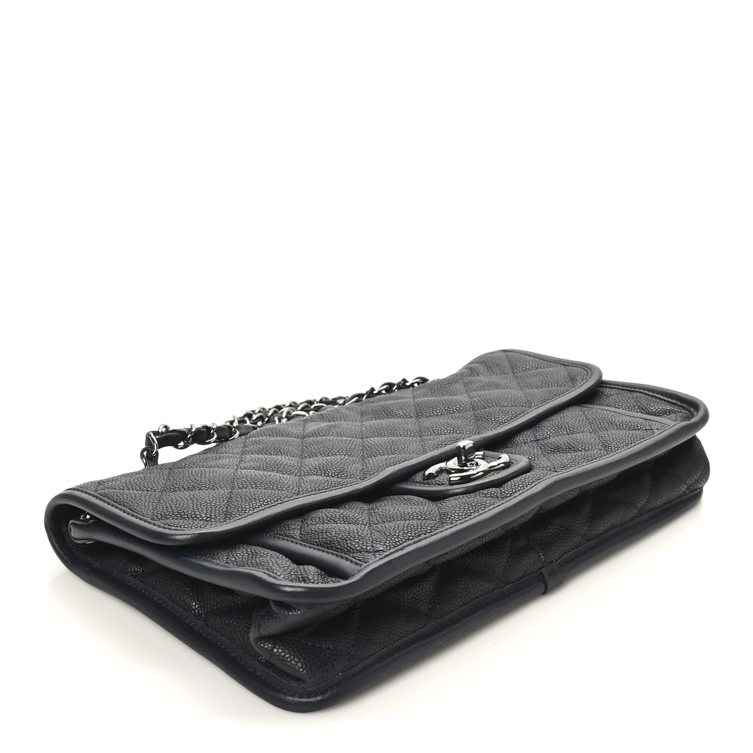 Caviar Quilted Medium French Riviera Flap Dark Navy Blue - Image 4