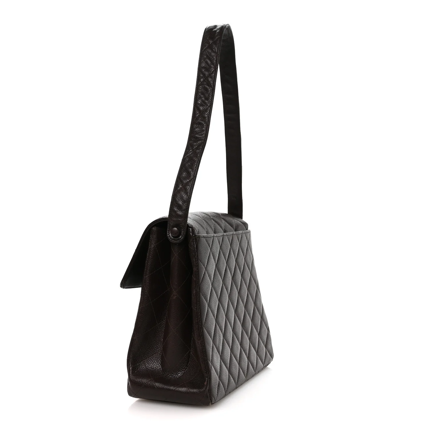 Caviar Quilted Medium Kelly Flap Brown - Image 3