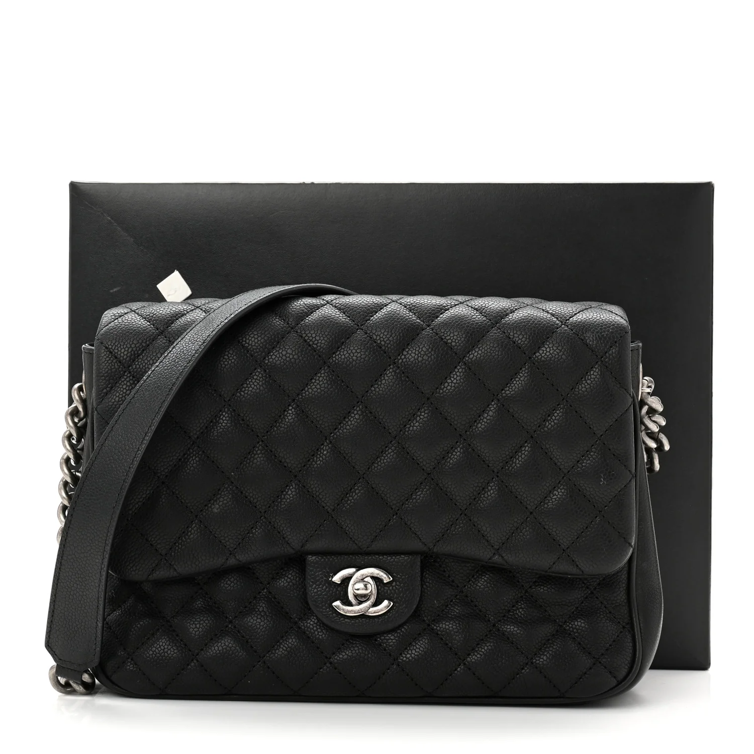 Caviar Quilted Medium Rock In Rome Single Flap Black - Image 13