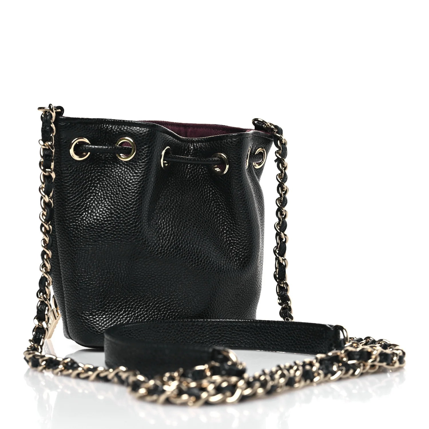 Caviar Quilted Mini CC Pocket Bucket Bag Black - Image 3