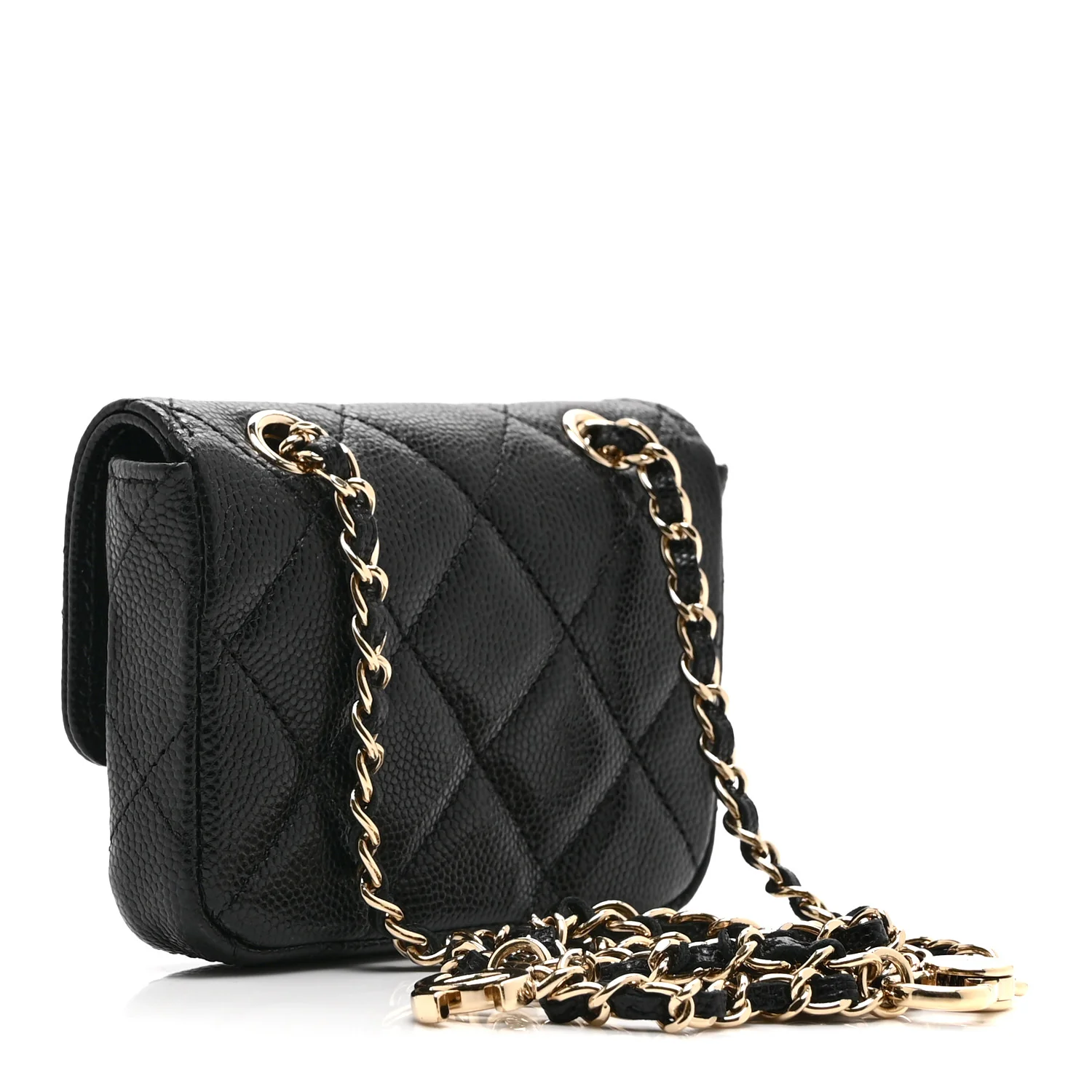 Caviar Quilted Mini Chain Belt Bag Black - Image 3