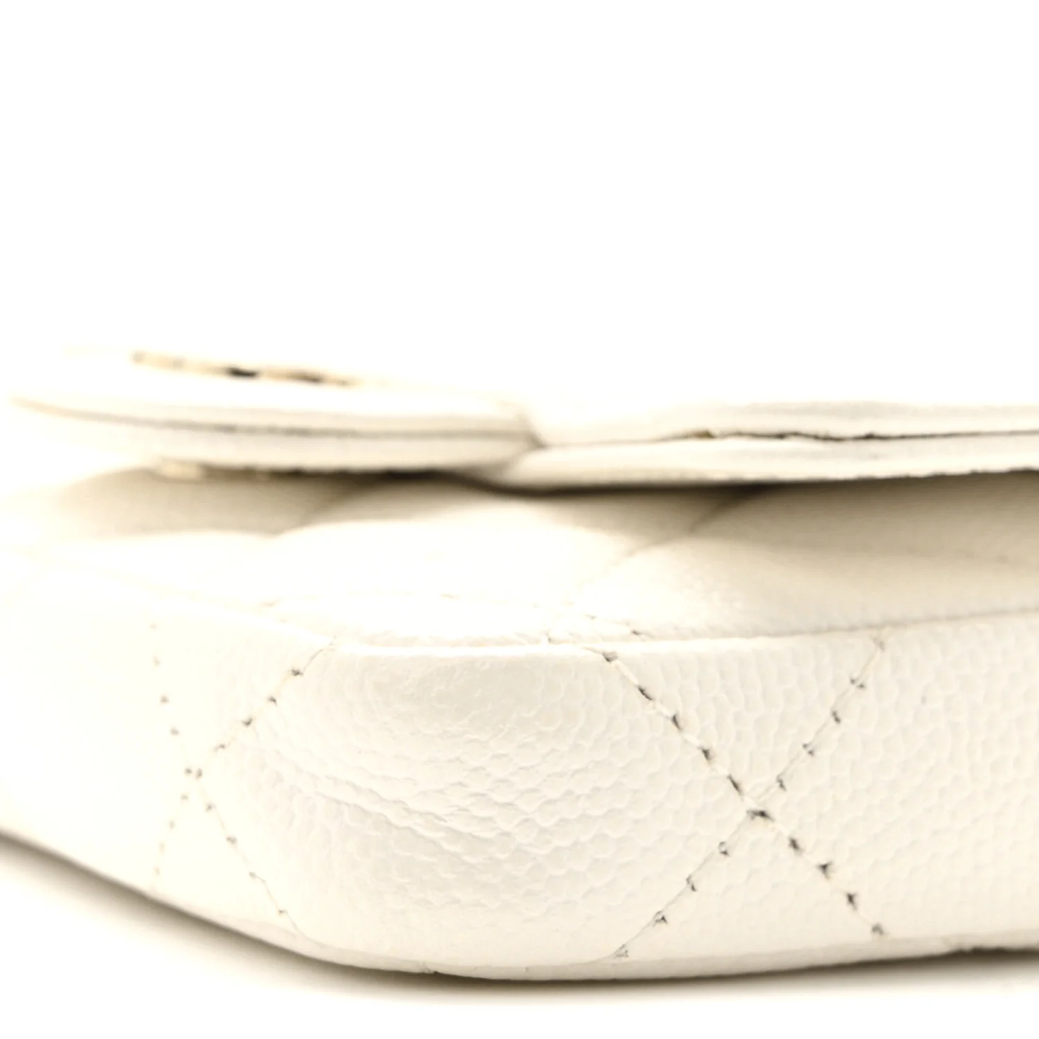 Caviar Quilted Mini Chain Belt Bag White - Image 11