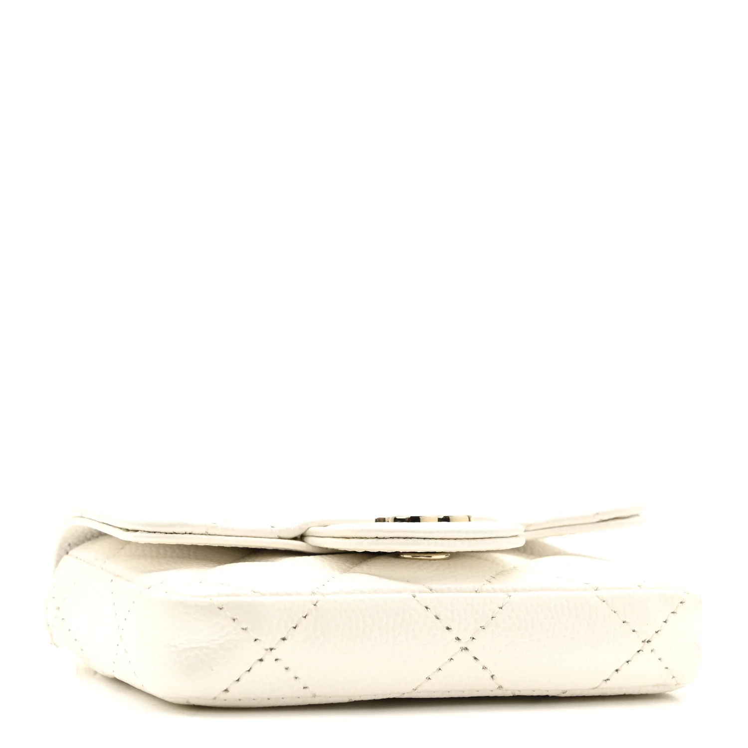 Caviar Quilted Mini Chain Belt Bag White - Image 4