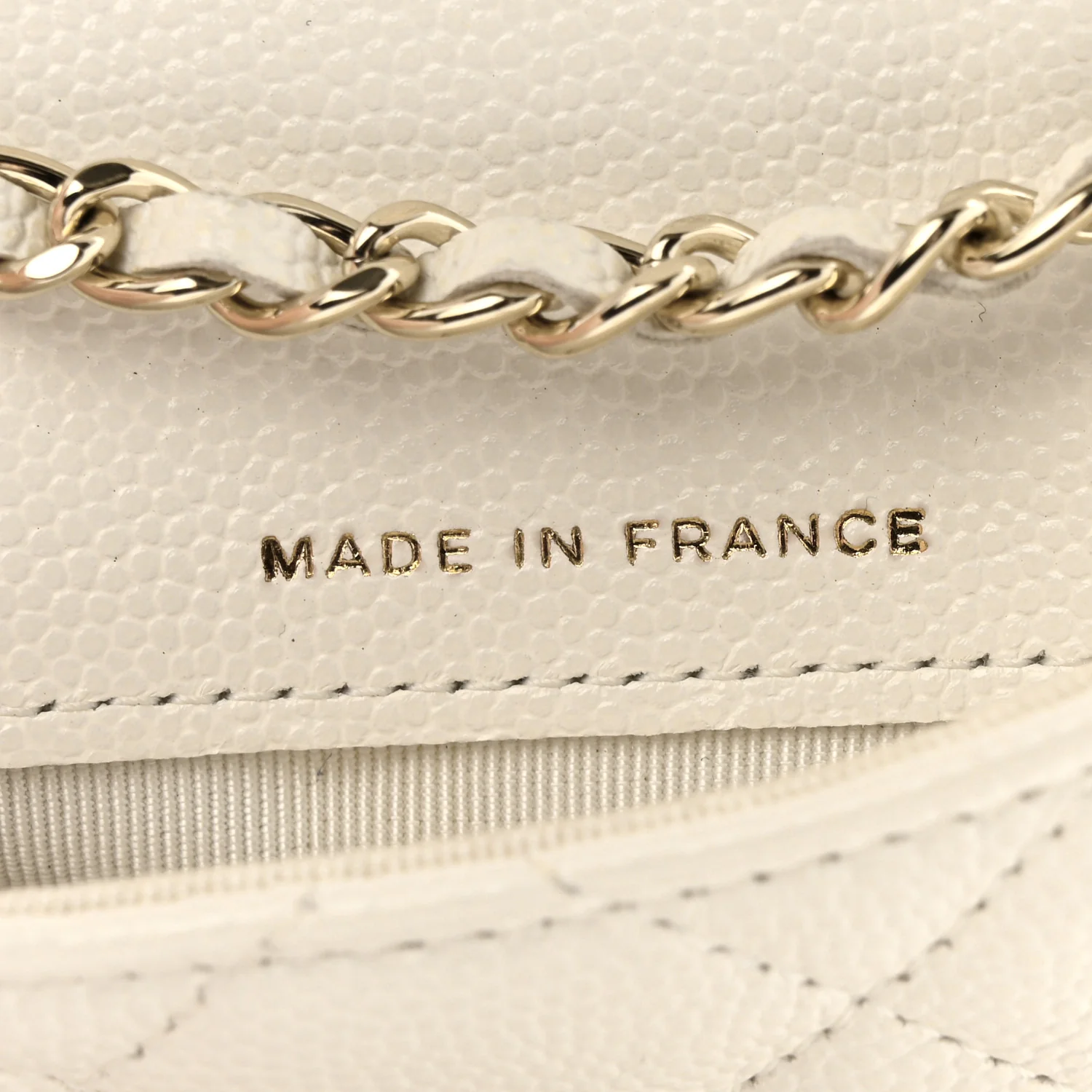 Caviar Quilted Mini Chain Belt Bag White - Image 7