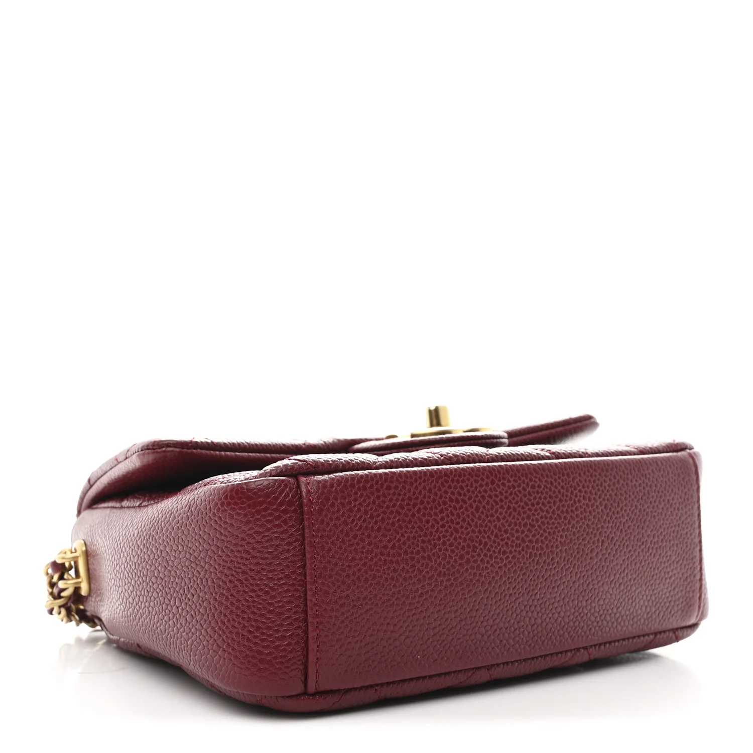 Caviar Quilted Mini Chain Soul Flap Burgundy - Image 4
