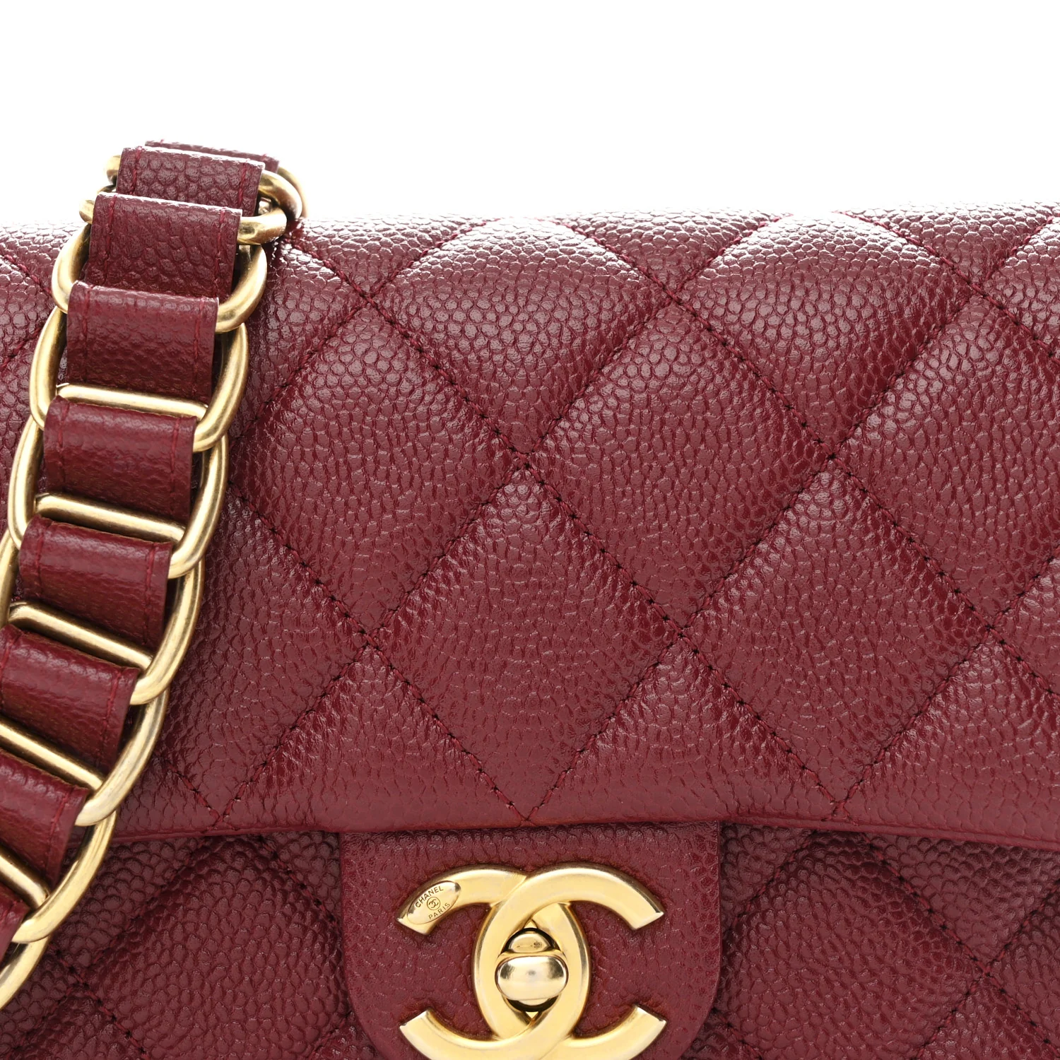 Caviar Quilted Mini Chain Soul Flap Burgundy - Image 8