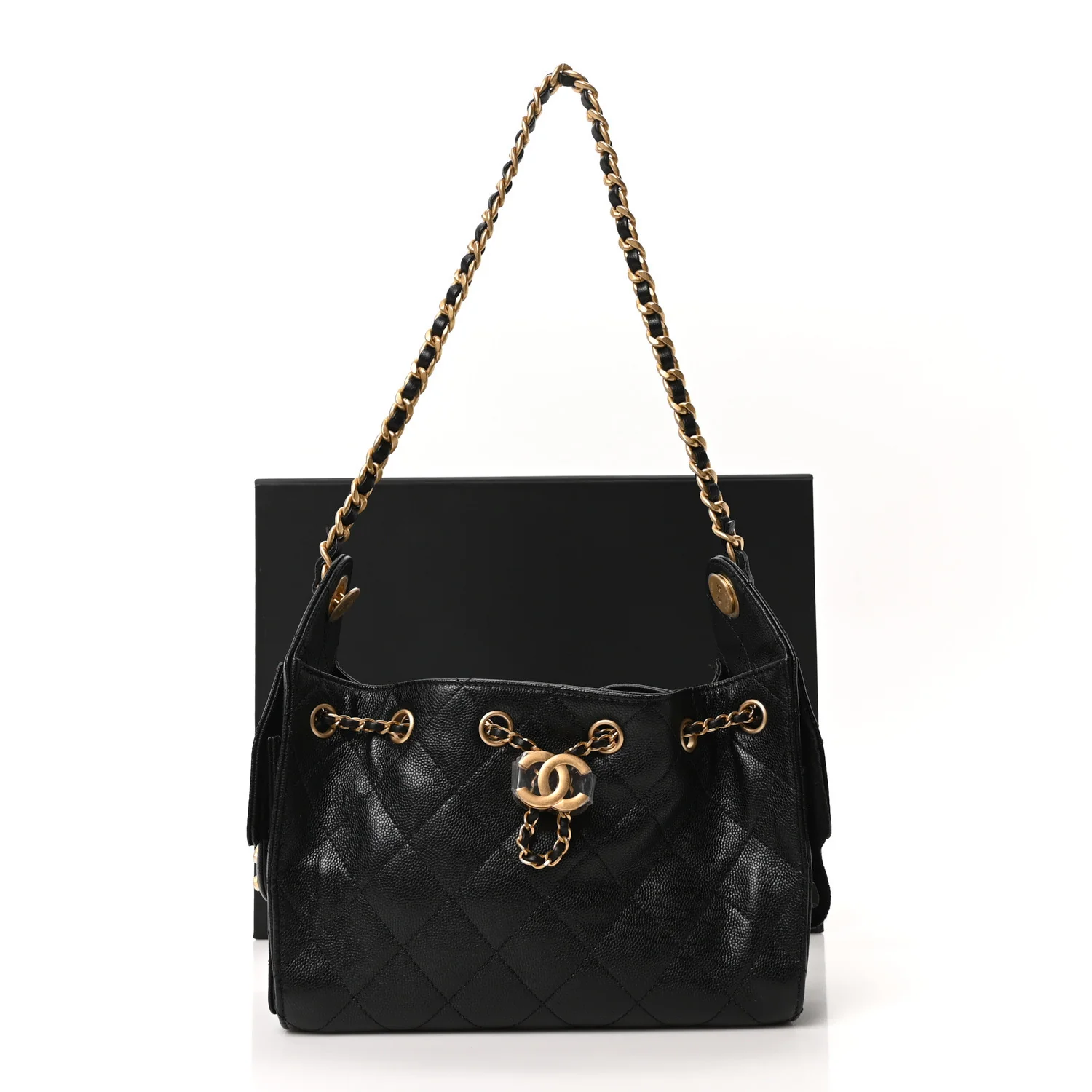 Caviar Quilted Mini Chanel 25 Handbag Black - Image 11