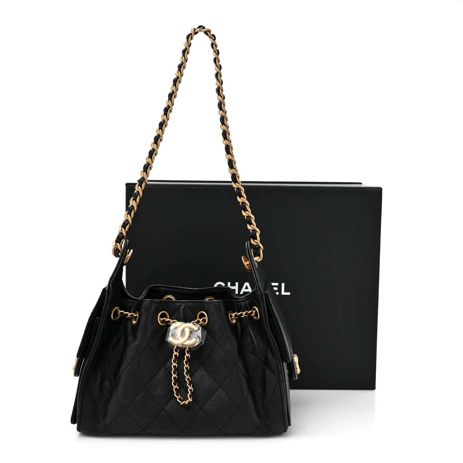 Caviar Quilted Mini Chanel 25 Handbag Black - Image 11