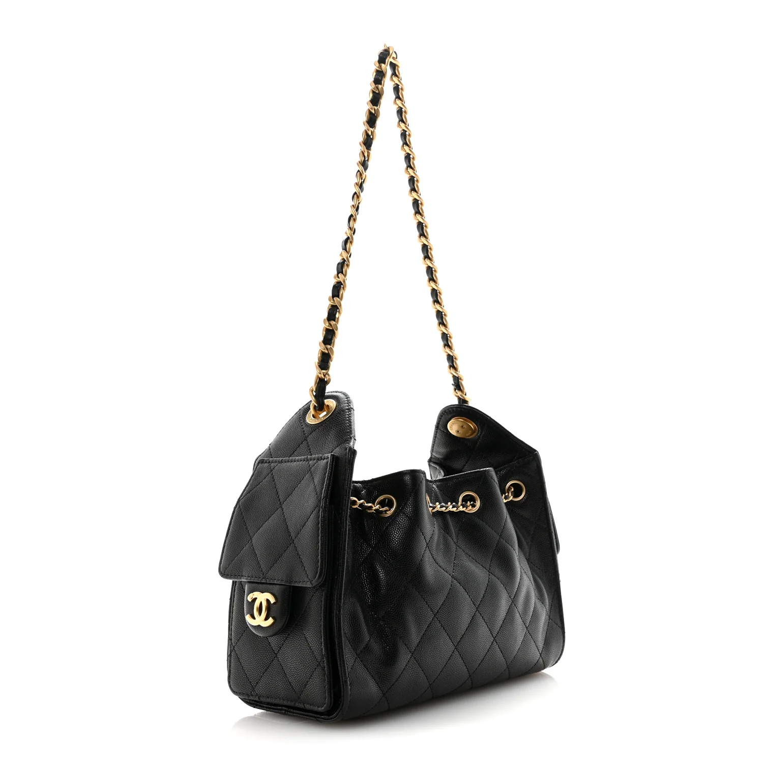 Caviar Quilted Mini Chanel 25 Handbag Black - Image 3