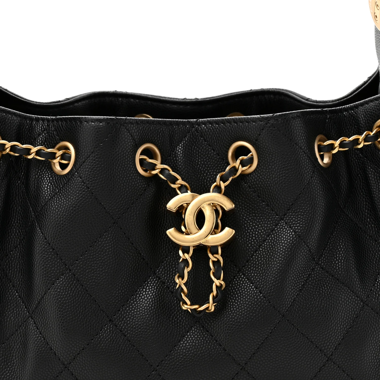 Caviar Quilted Mini Chanel 25 Handbag Black - Image 8