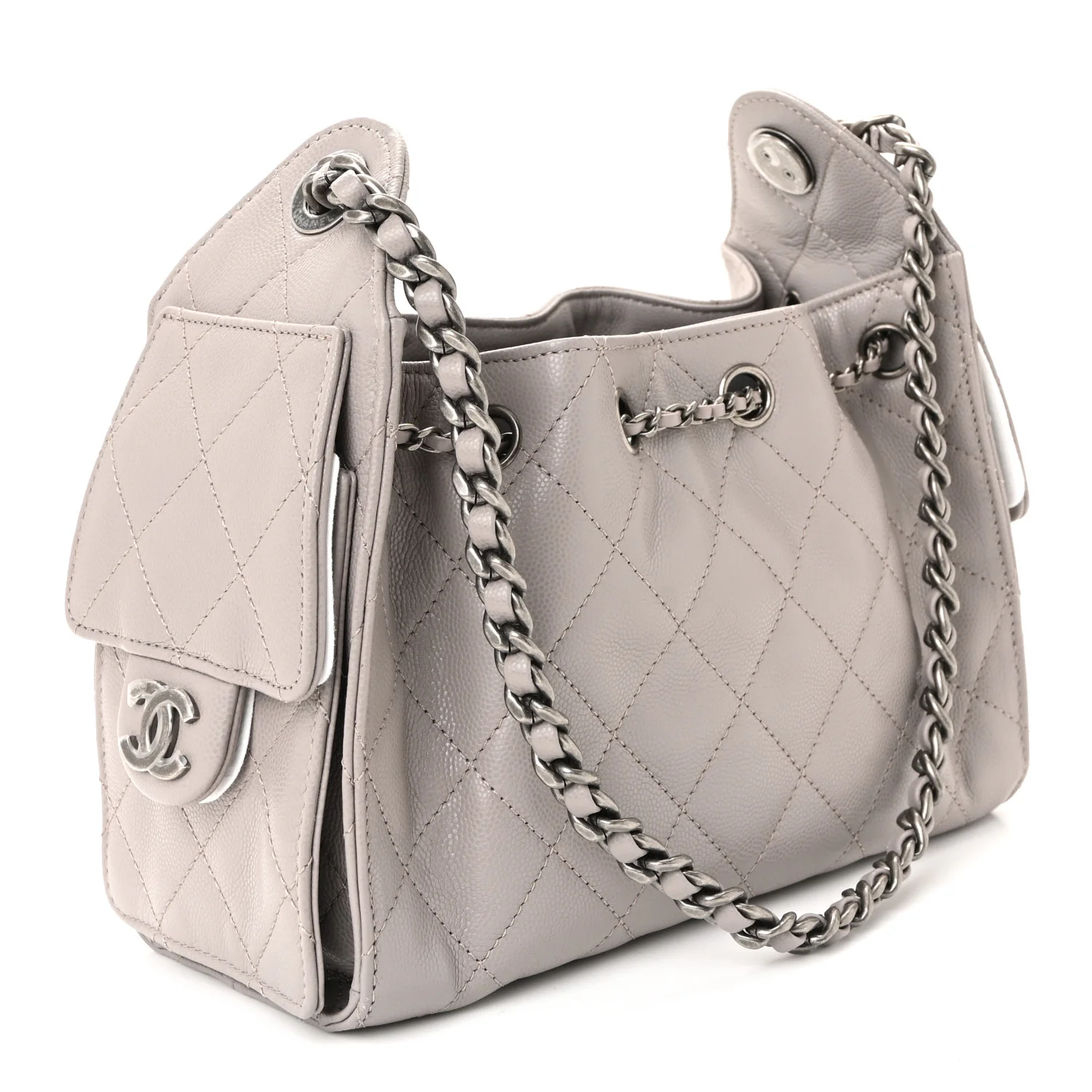 Caviar Quilted Mini Chanel 25 Handbag Dark Grey - Image 3