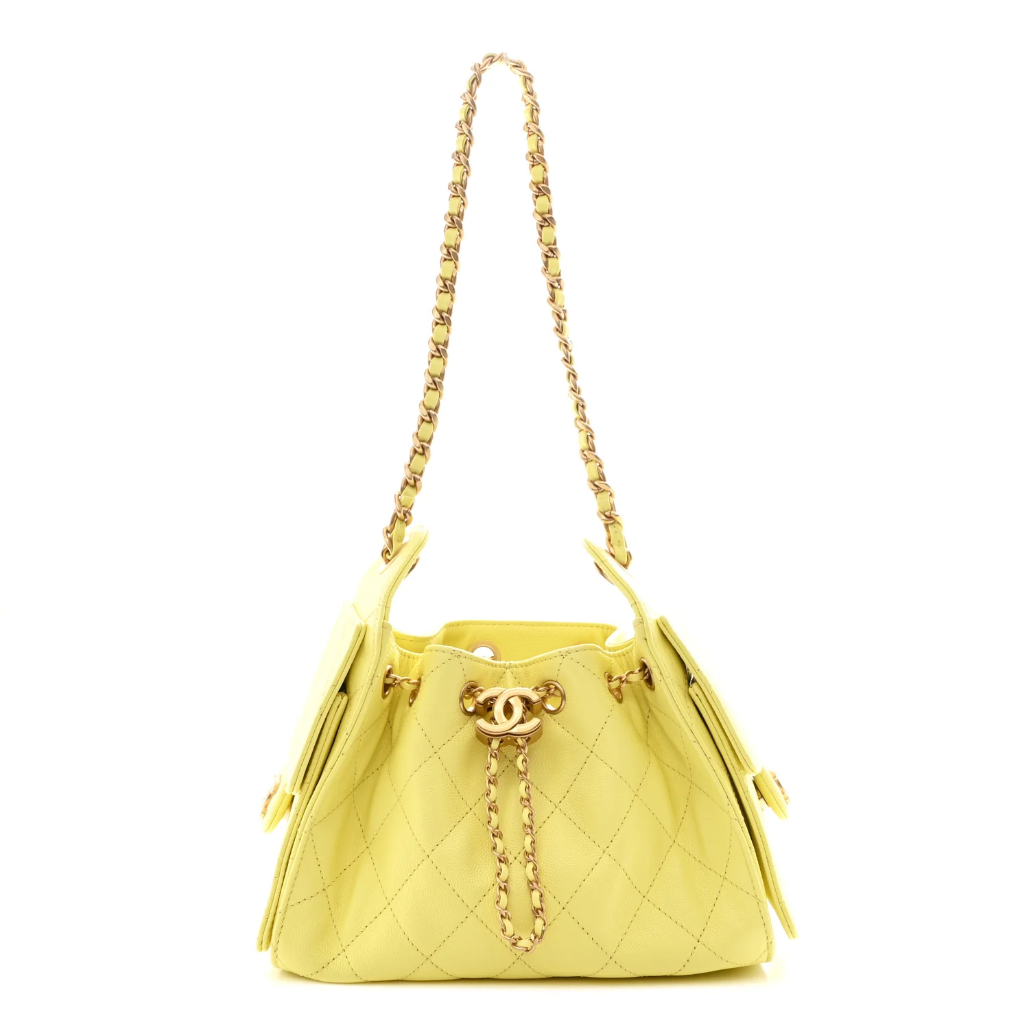 Caviar Quilted Mini Chanel 25 Handbag Light Yellow