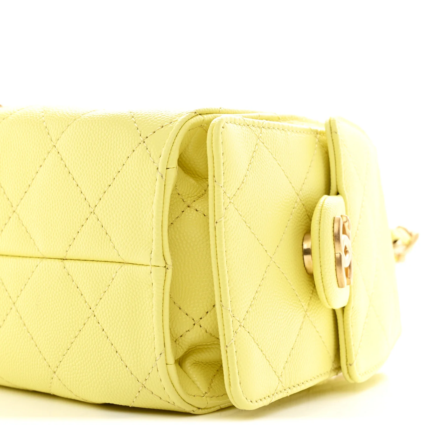 Caviar Quilted Mini Chanel 25 Handbag Light Yellow - Image 10