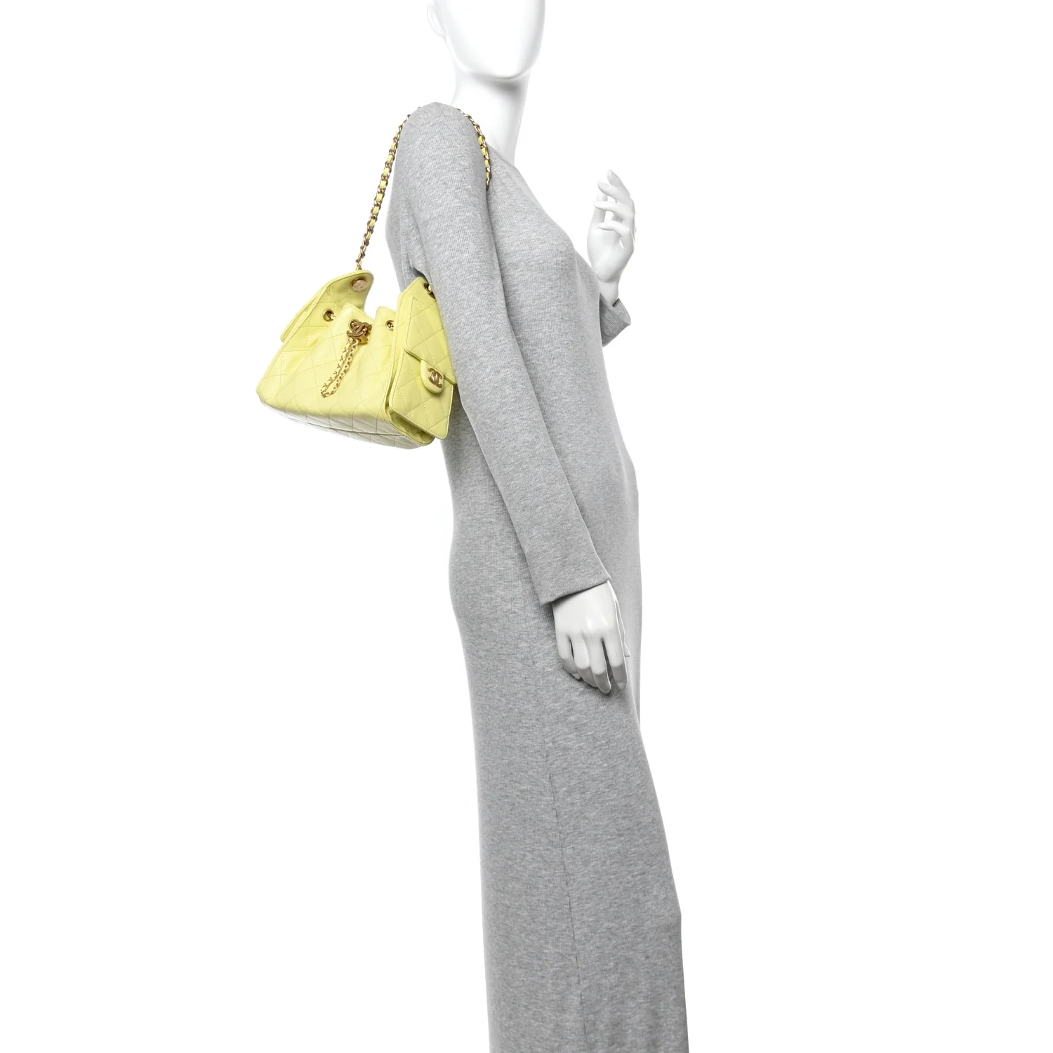 Caviar Quilted Mini Chanel 25 Handbag Light Yellow - Image 2