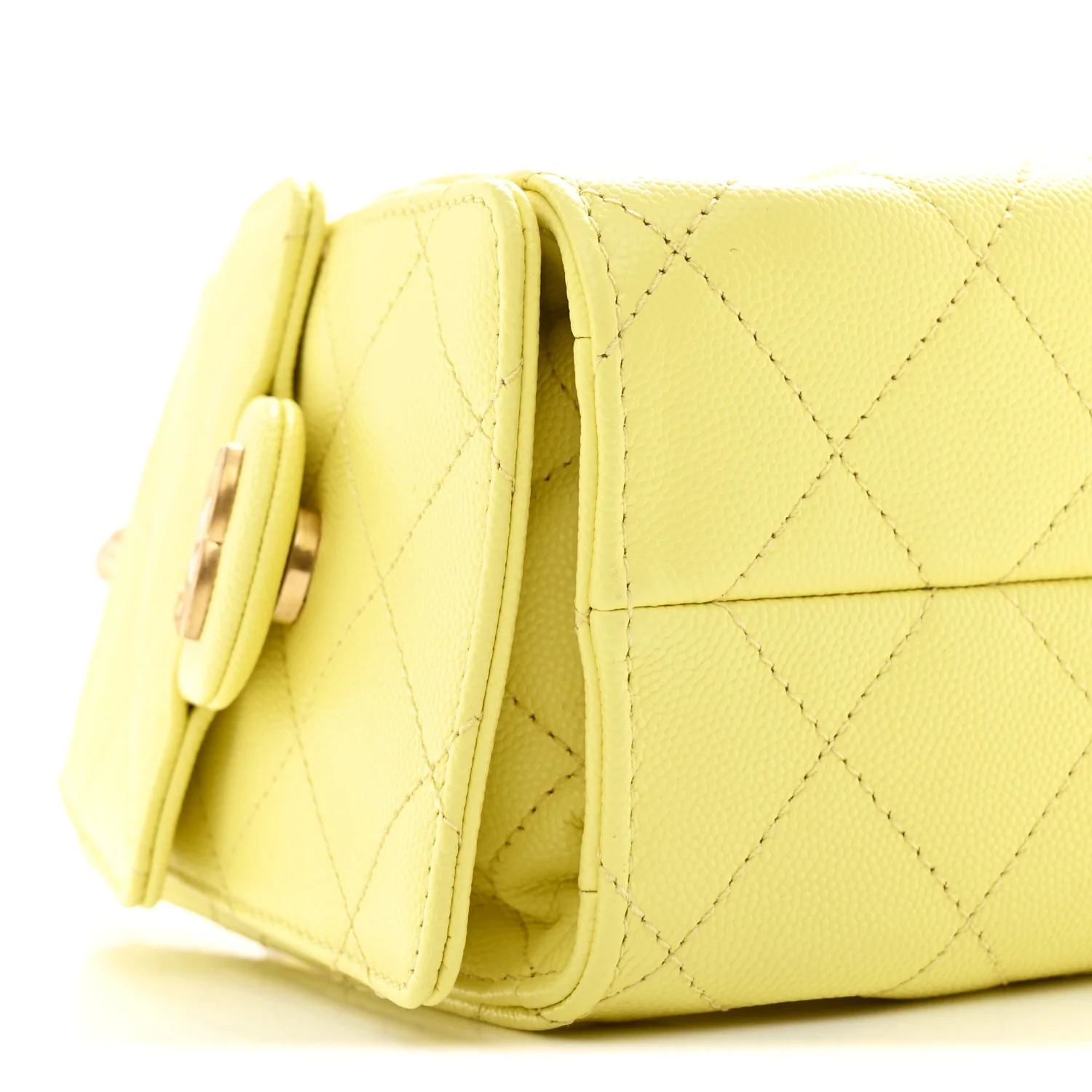Caviar Quilted Mini Chanel 25 Handbag Light Yellow - Image 9