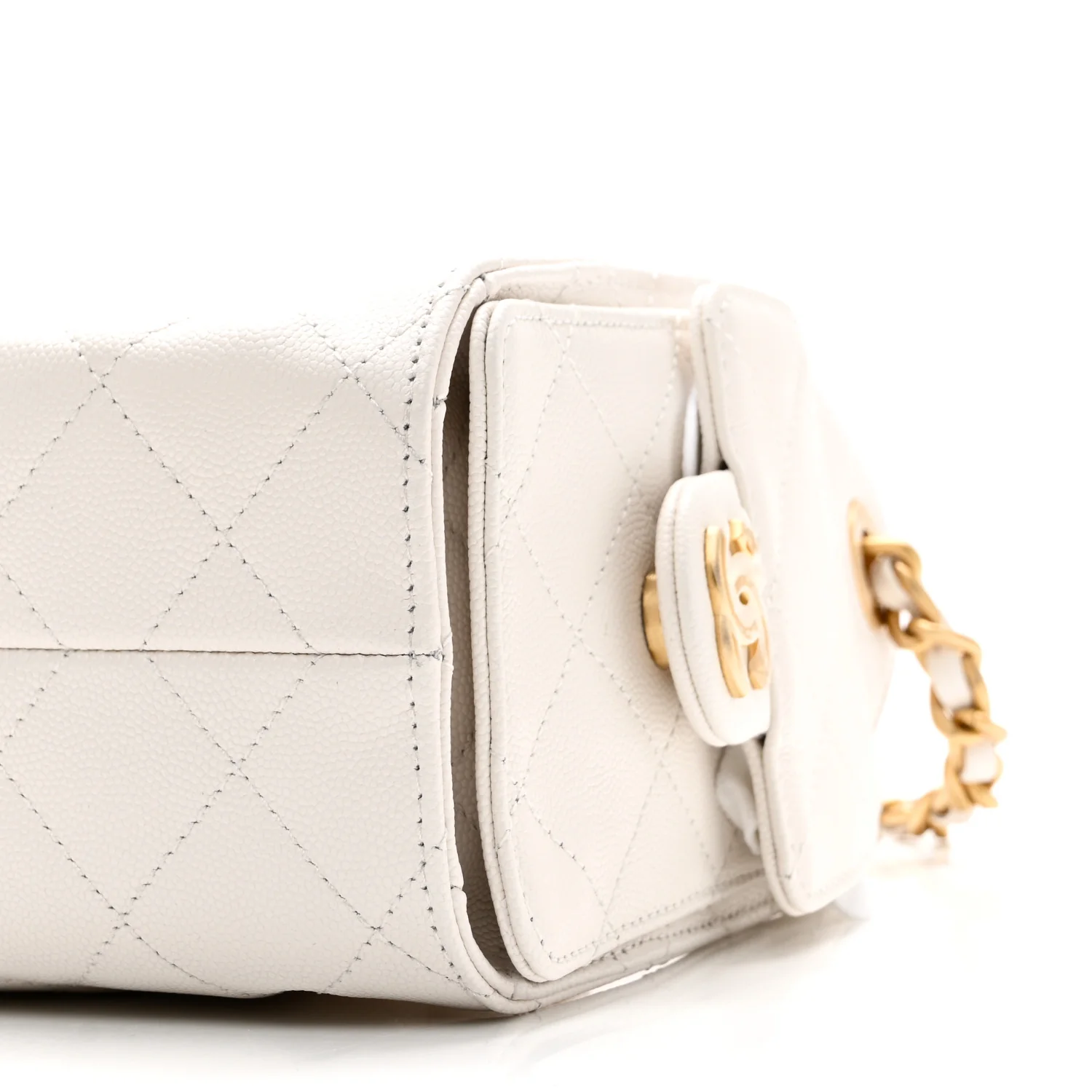 Caviar Quilted Mini Chanel 25 Handbag White - Image 10