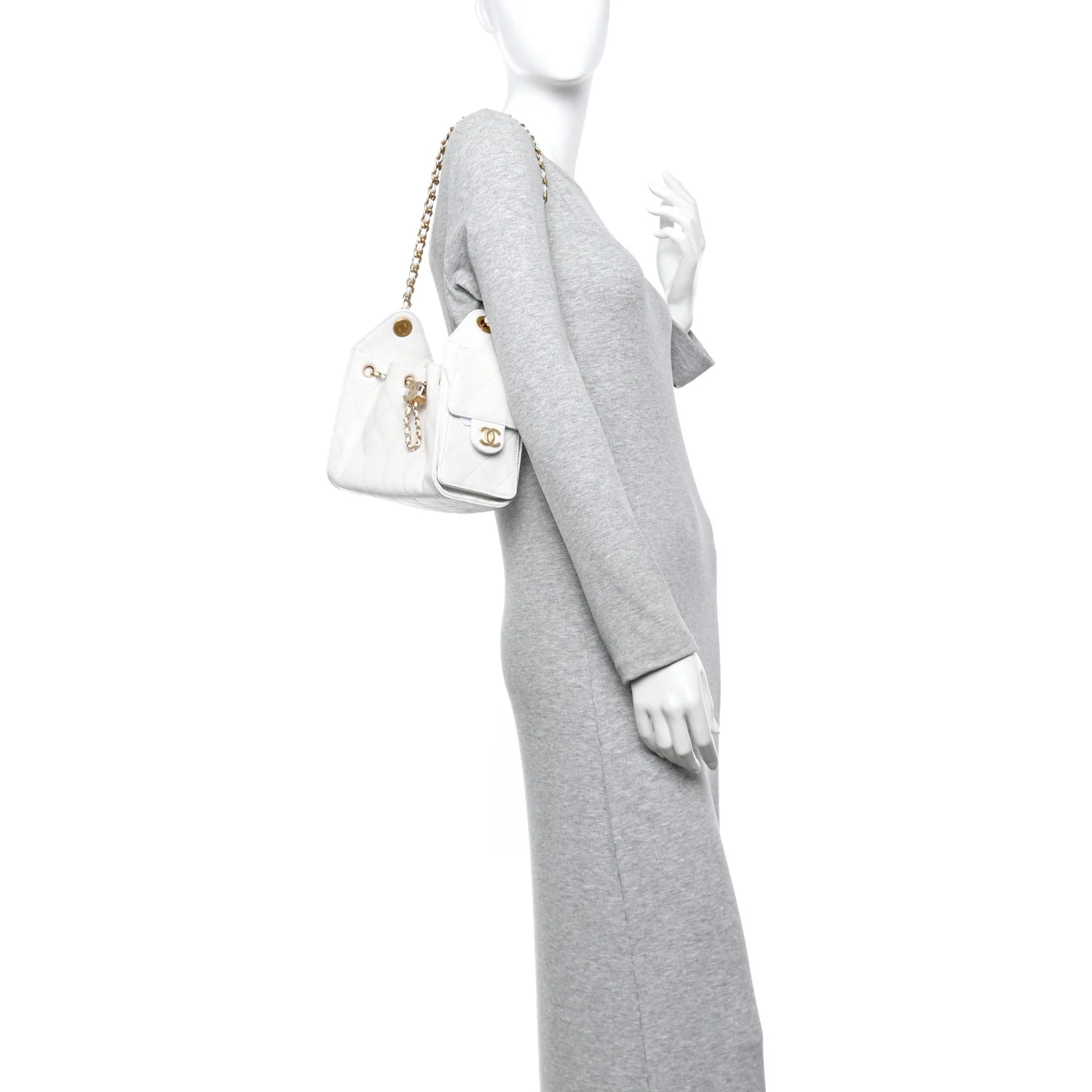 Caviar Quilted Mini Chanel 25 Handbag White - Image 2
